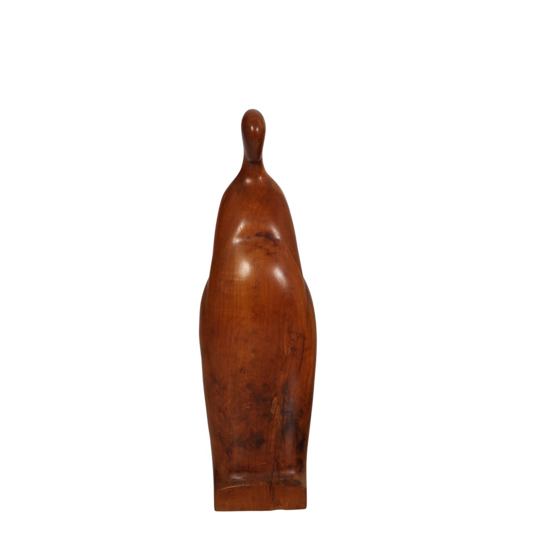 Seff Weidl 1915-1972 Figural Carved Wood Sculpture: Seff Weidl (German, 1915-1972), minimalist wooden sculpture depicting a standing abstracted figure with simplified contours and a forward-leaning posture in a vertical form. Signed Weidl at the base. 