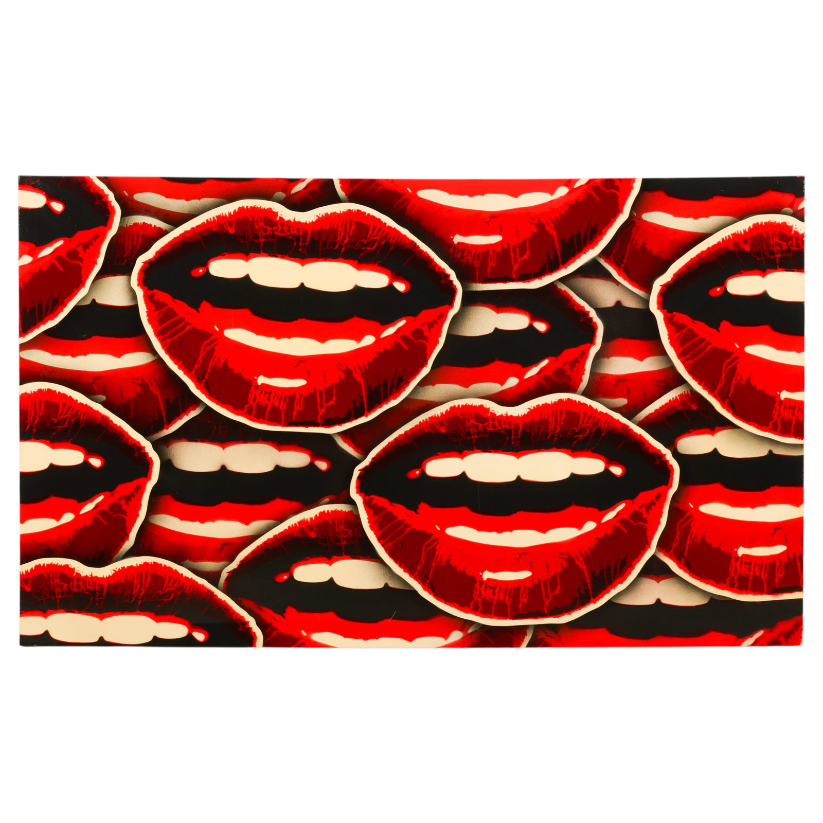 Rich Simmons b.1986 Red Lips Pop Art Oil Painting (1 of 6)