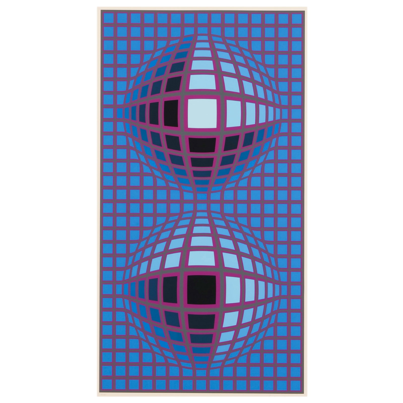 Victor Vasarely 1906-1997 Blue Op Art Litho SIGNED (1 of 8)