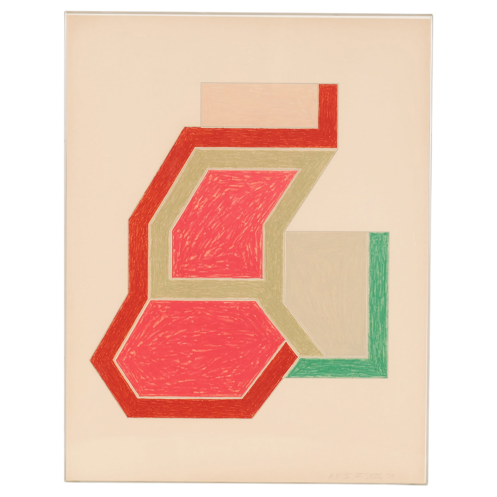 Frank Stella 1936-2024 Sunapee Lithograph SIGNED: Frank Stella (American, 1936-2024), Sunapee (from the Eccentric Polygons series, 1974), color lithograph on paper featuring the artist's iconic Hard Edge geometric abstraction and Minimalist design vo