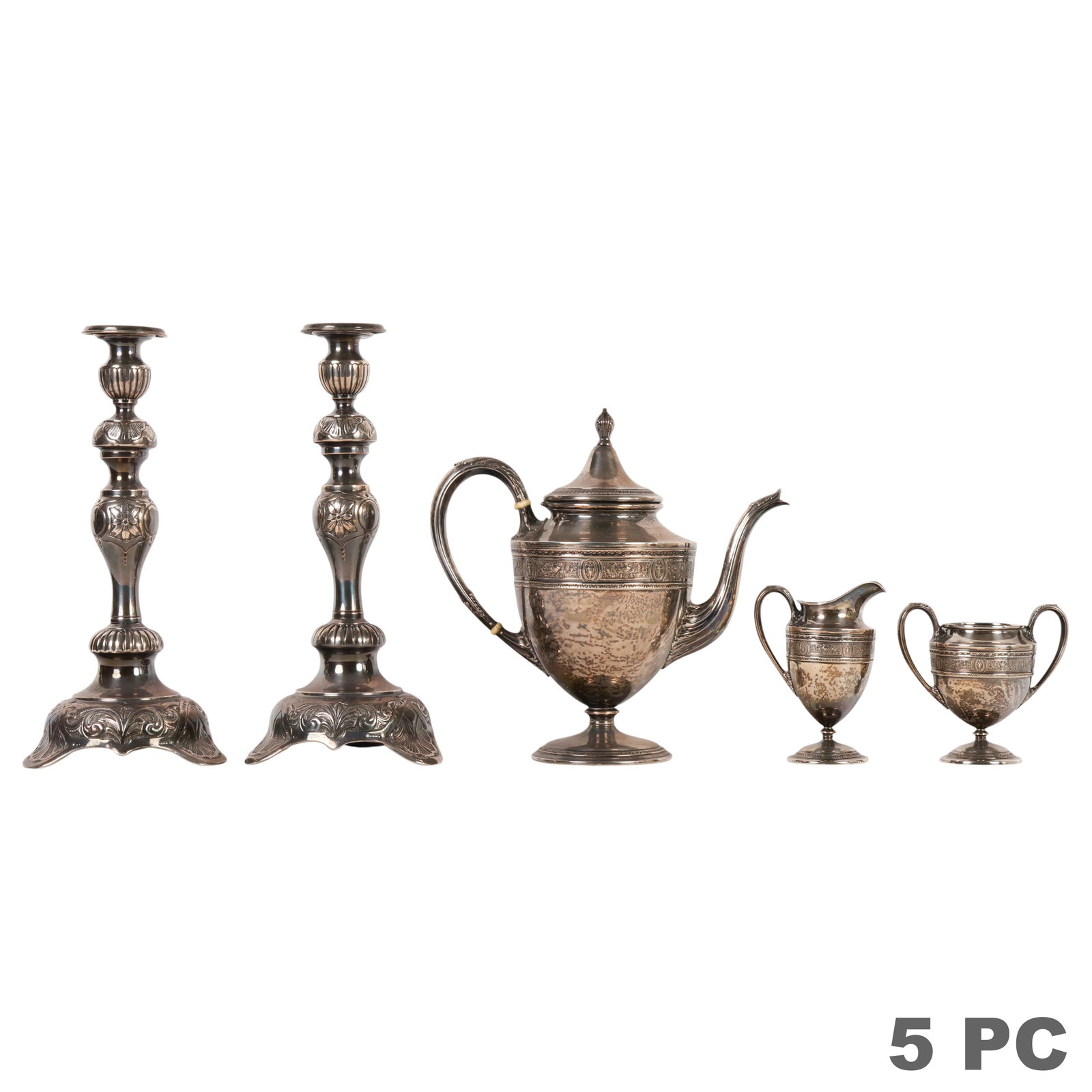Sterling Silver Candlesticks & Coffee Set 5pc LOT (1 of 8)