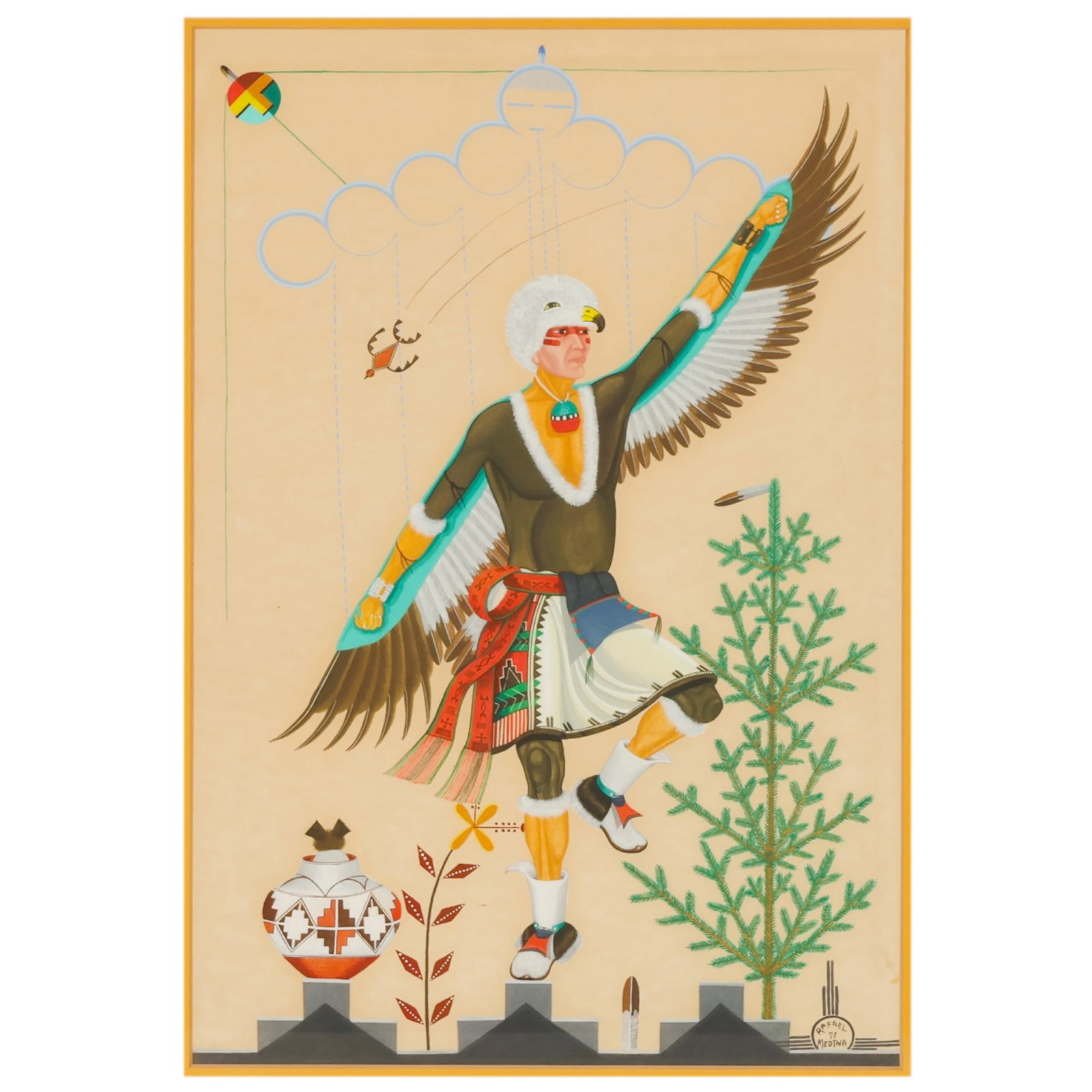 Rafael Medina 1929-1998 Ceremonial Dancer Painting (1 of 7)
