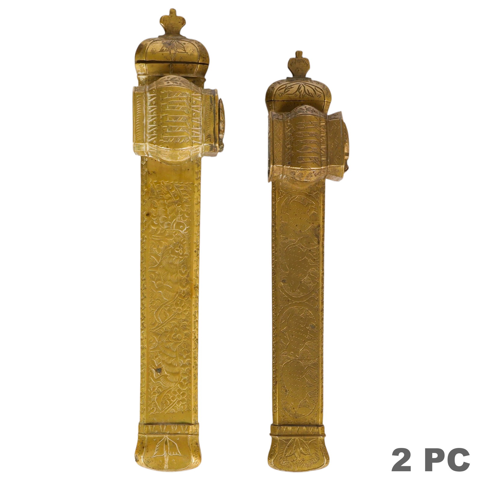 Antique Qalamdan Brass Ink Wells & Pen Box 2pc LOT (1 of 7)