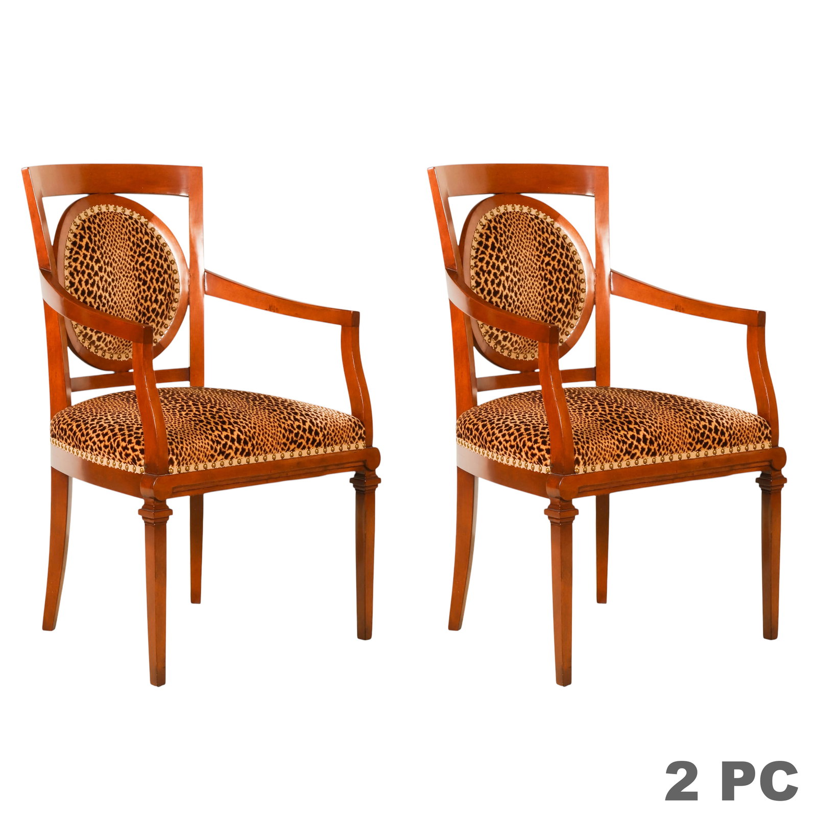 Louis XVI Style Pair of Leopard Upholstered Chairs (1 of 8)