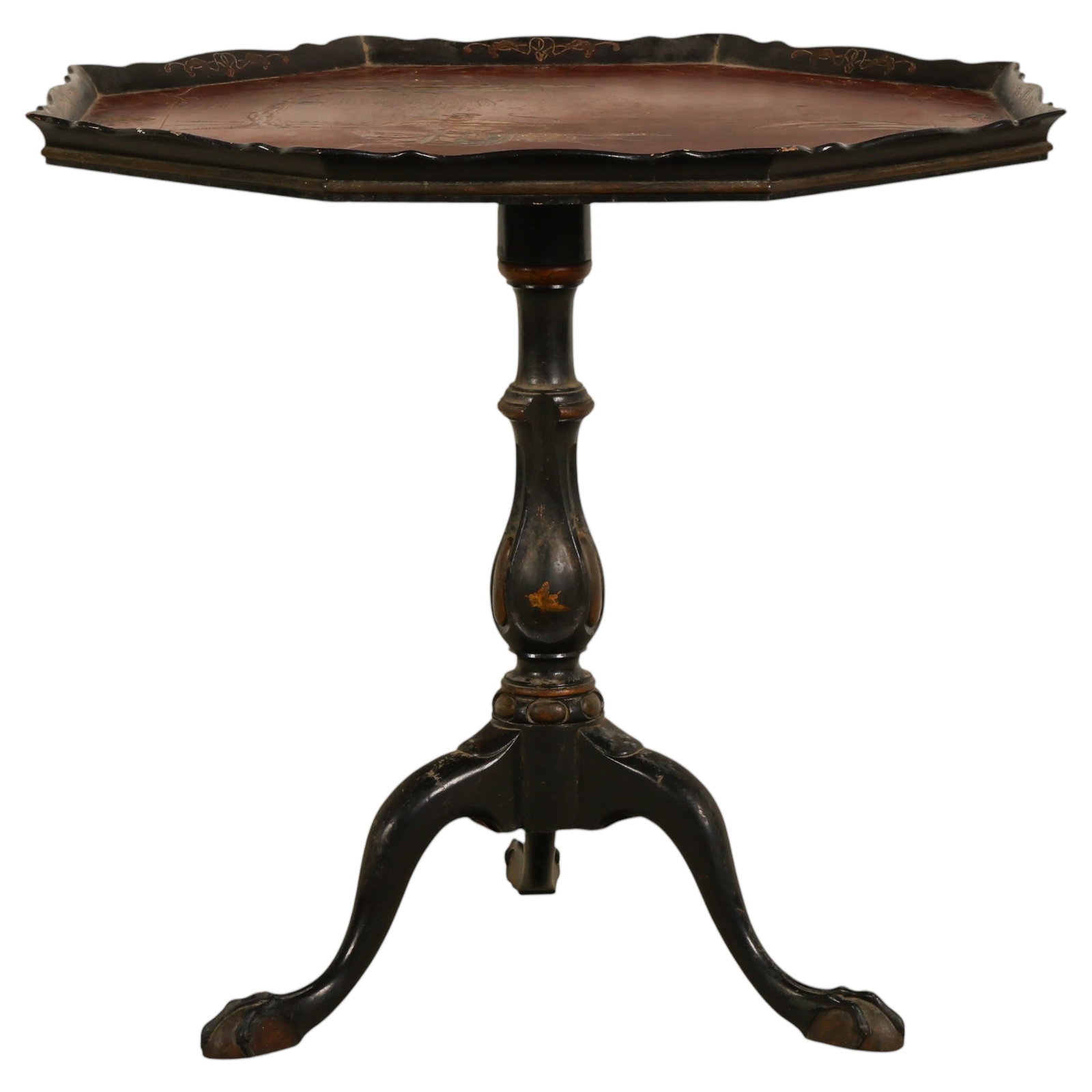 Antique Red Chinoiserie Chippendale Tilt-Top Table (1 of 7)