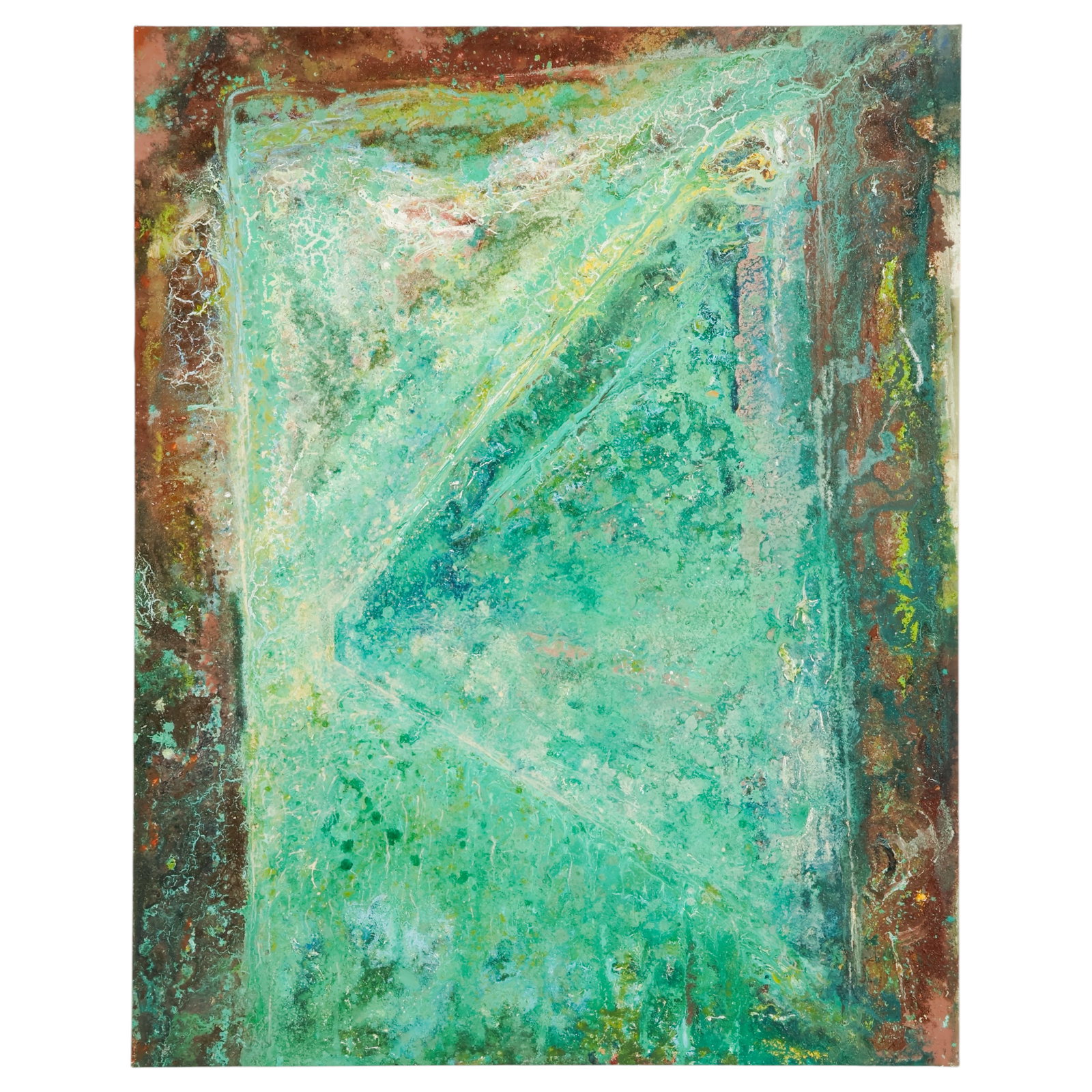 Horst Kohlem b.1947 Abstract Mixed Media Painting: Horst Kohlem (German, born 1947), abstract mixed media composition on gallery wrapped canvas, executed in layered tones of turquoise, teal, blue, brown, and ochre with heavily textured impasto, gestur