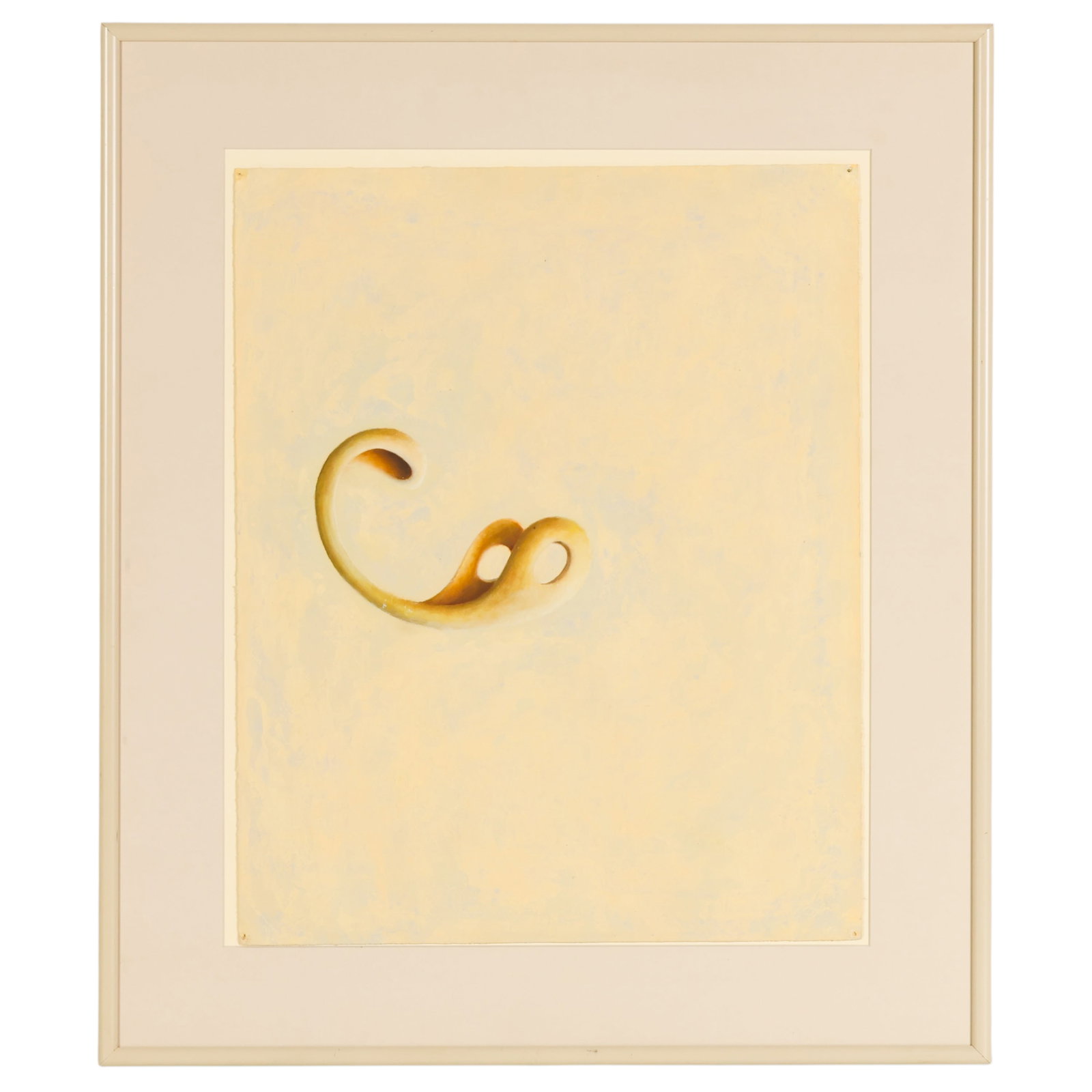 Thomas Albers 20/21C Organic Form Study Painting: Thomas Albers (American, 20th/21st Century), Untitled Abstract, 1997, oil on paper depicting a contemporary abstract composition with a biomorphic form against a cream and pale blue ground. Signed and