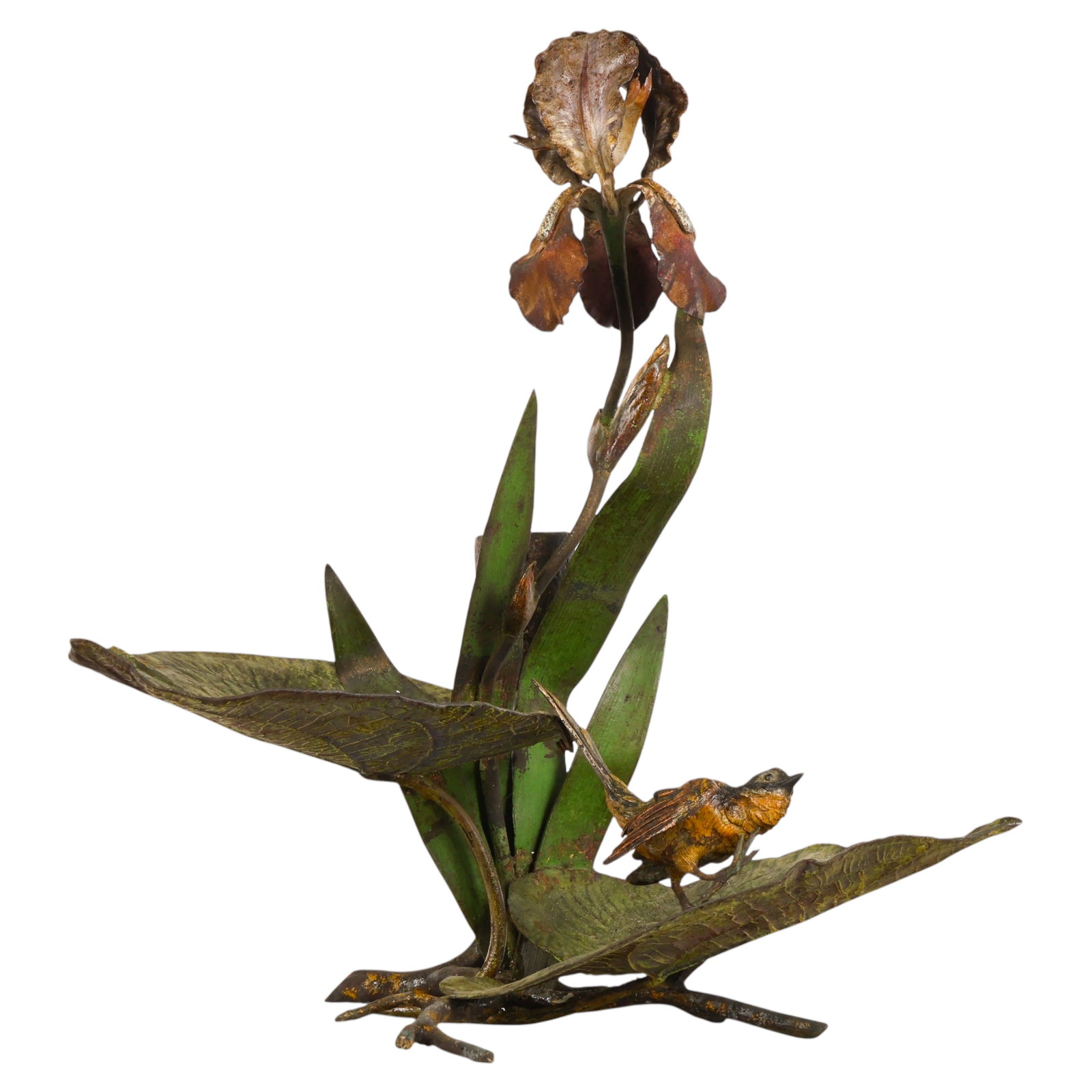 Antique Figural Flower and Bird Tole Candle Holder (1 of 6)