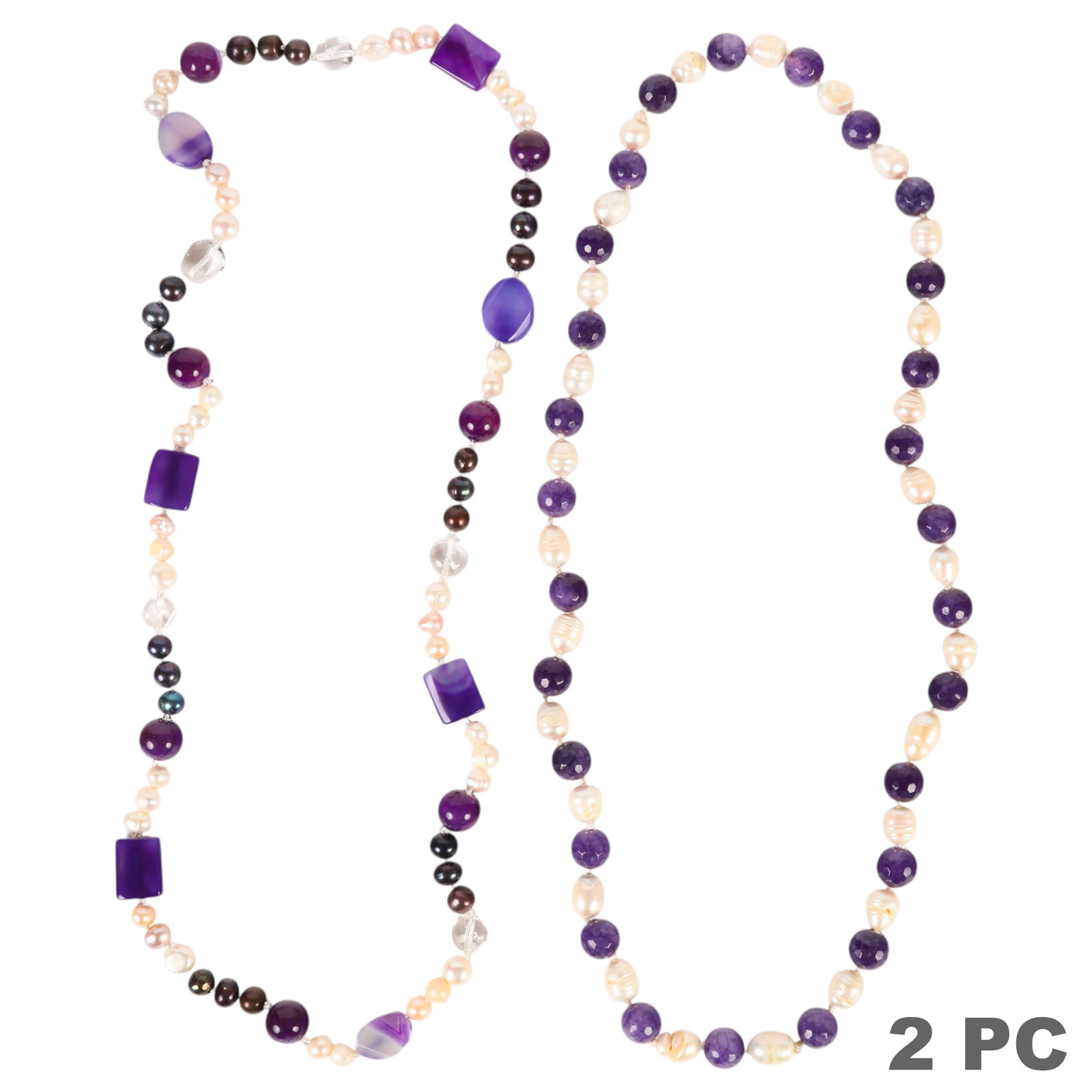 Amethyst Gemstone and Pearl Beaded Necklaces LOT (1 of 6)