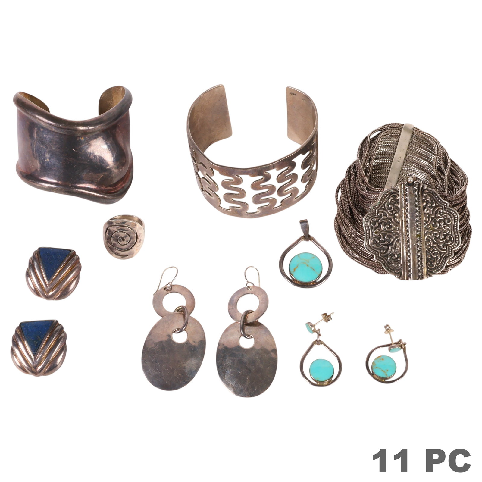Sterling Bracelets Earrings Pendant Ring 11p LOT (1 of 7)