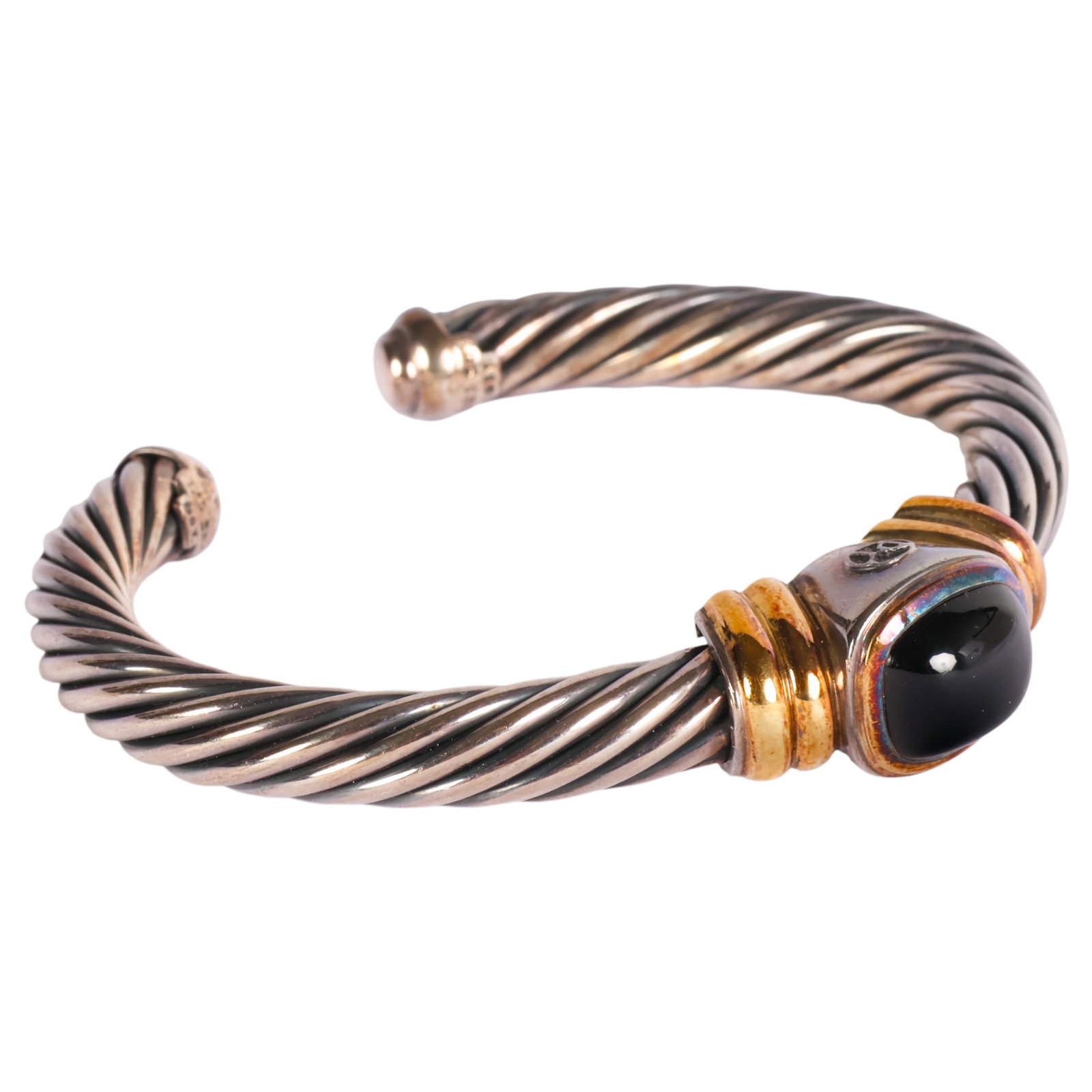 David Yurman Sterling Silver Onyx Cable Bracelet (1 of 7)