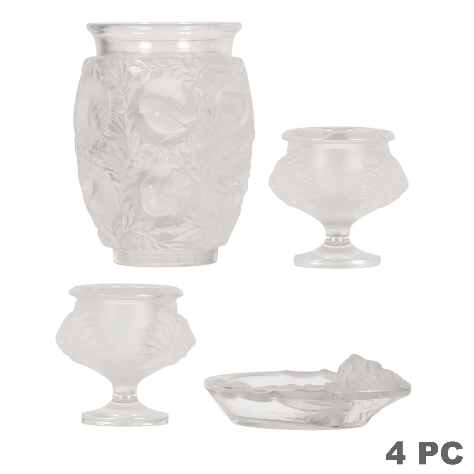 Lalique Bagatelle Vase Lion Tray and Vase 3pc LOT (1 of 6)