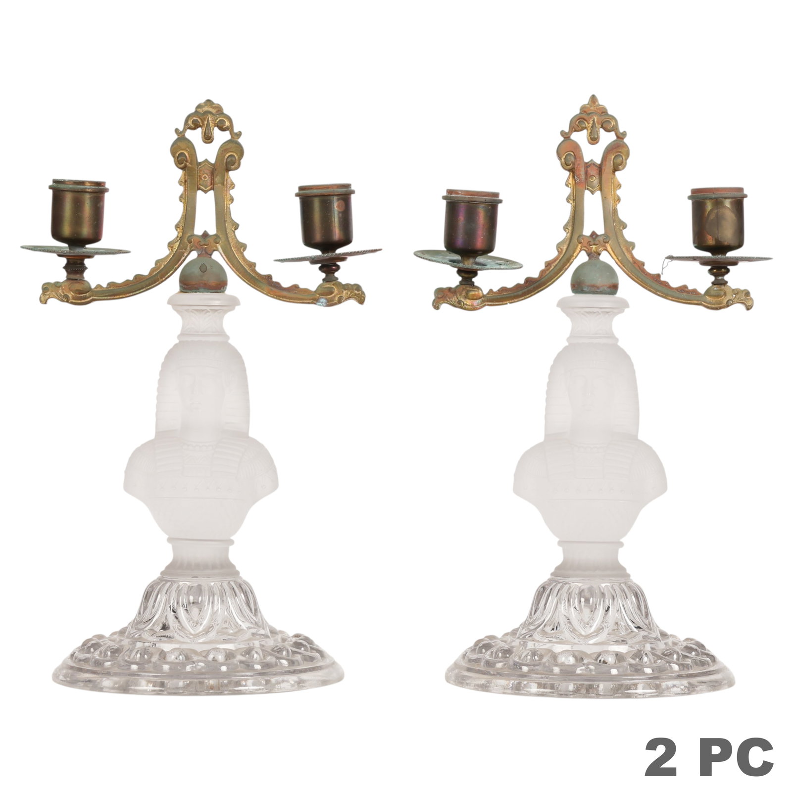 Victorian Era Egyptian Revival Crystal Candlestick (1 of 6)