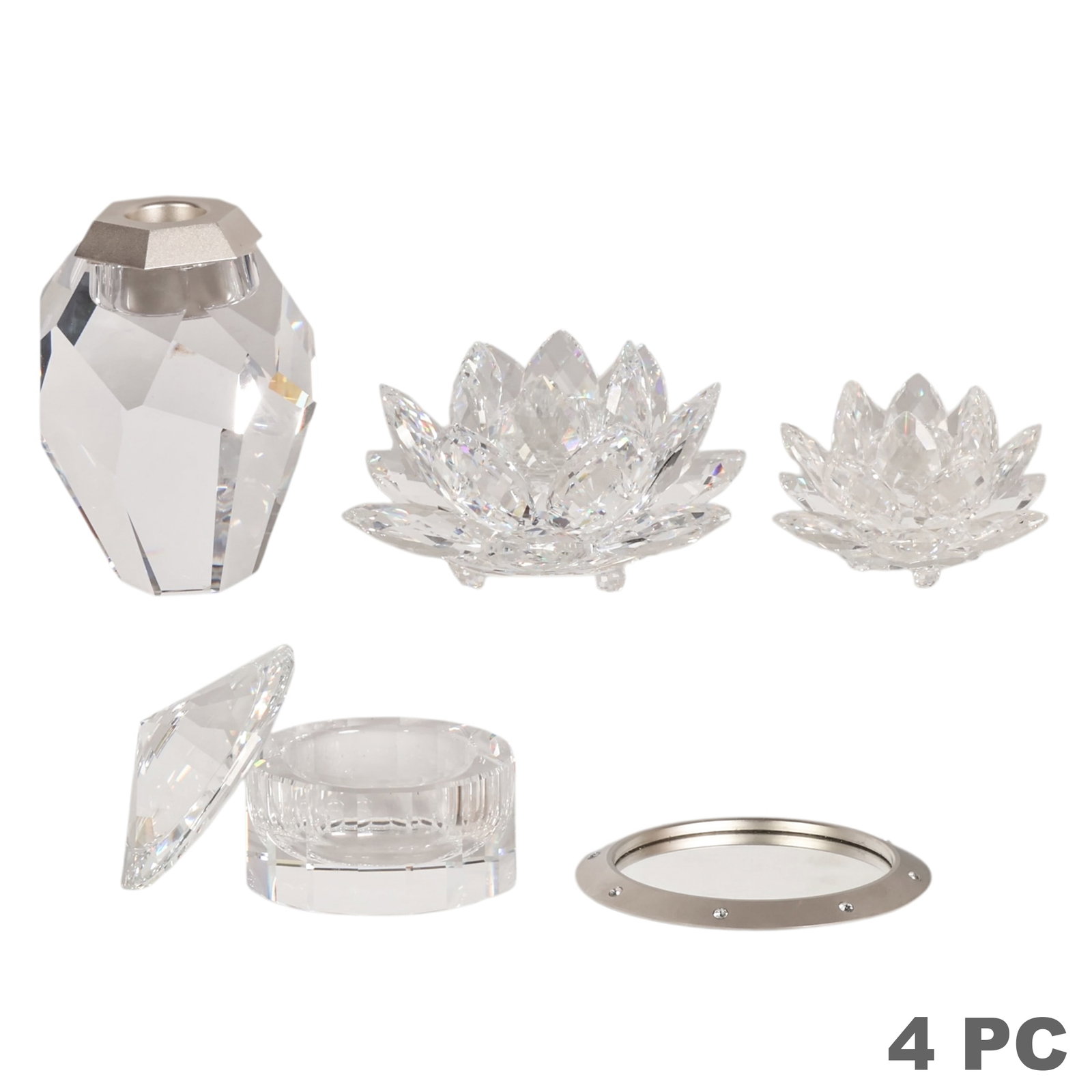 Swarovski Crystal Box and Candleholders 4pc LOT (1 of 7)