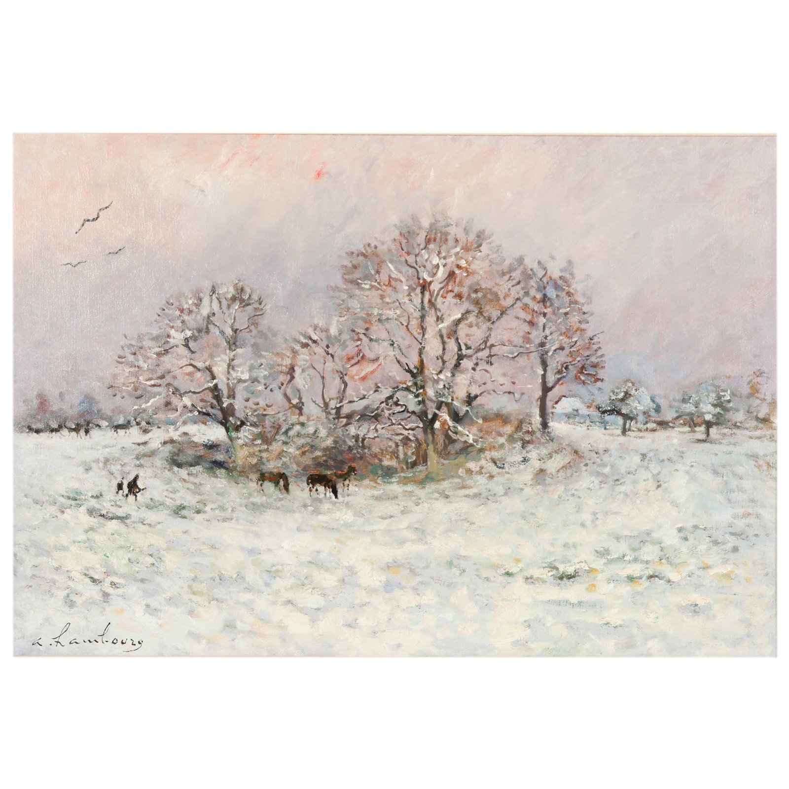 Andre Hambourg 1909-1999 Snow Landscape Painting (1 of 8)