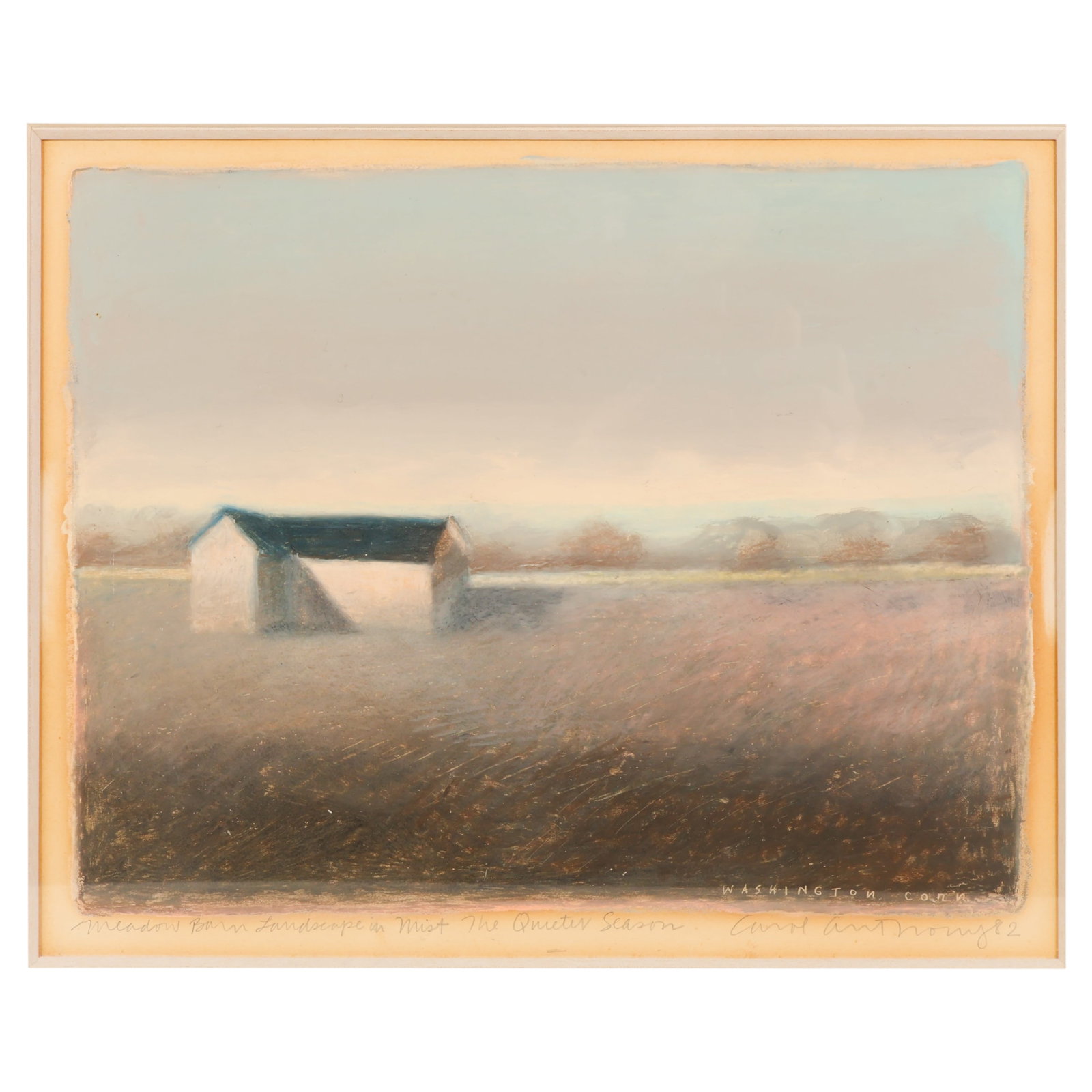 Carol Anthony b.1943 Meadow Barn Landscape Drawing (1 of 7)