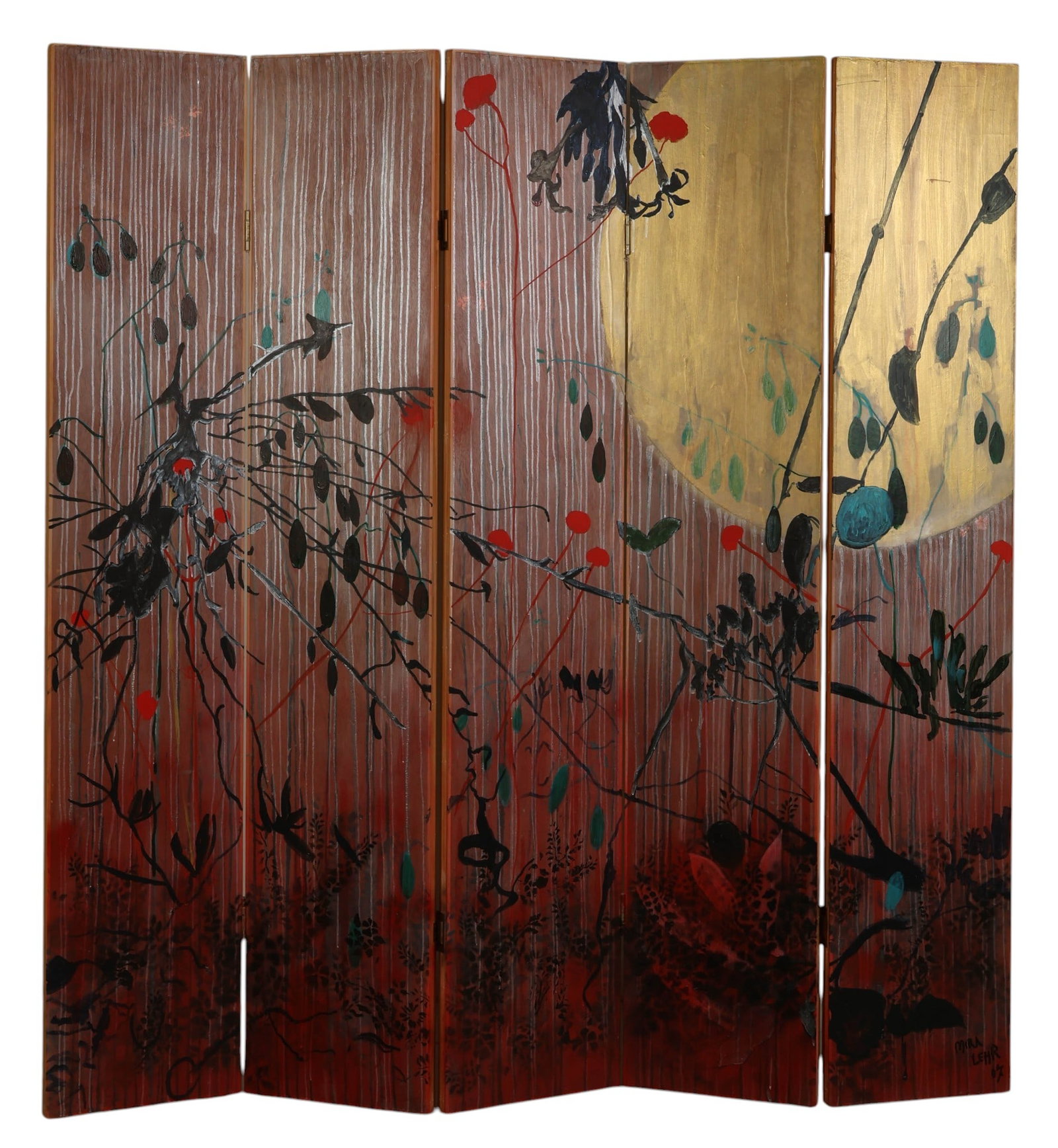 Mira Lehr 1936-2023 Abstract Five Panel Screen (1 of 9)