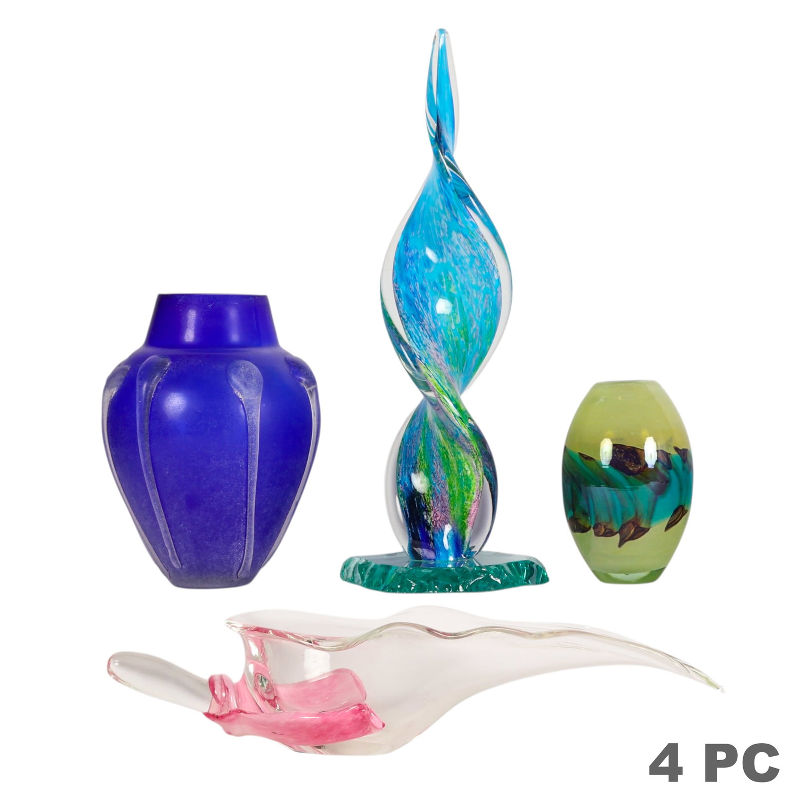 Studio Art Murano Glass Vases & Sculpture 4pc LOT (1 of 7)
