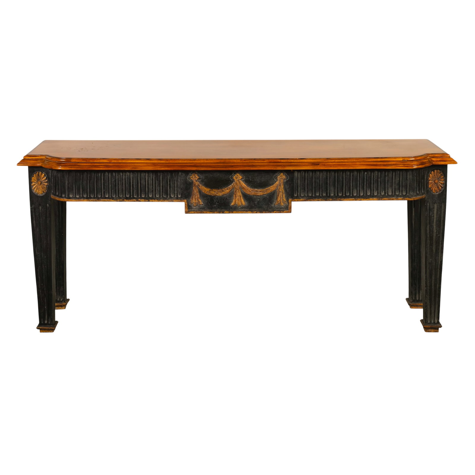 Neoclassical Style Black & Tan Tone Console Table (1 of 7)