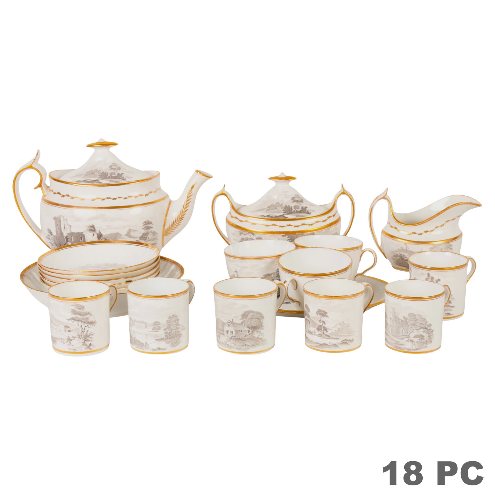 Antique English Spode Porcelain Tea Service 18pc (1 of 8)