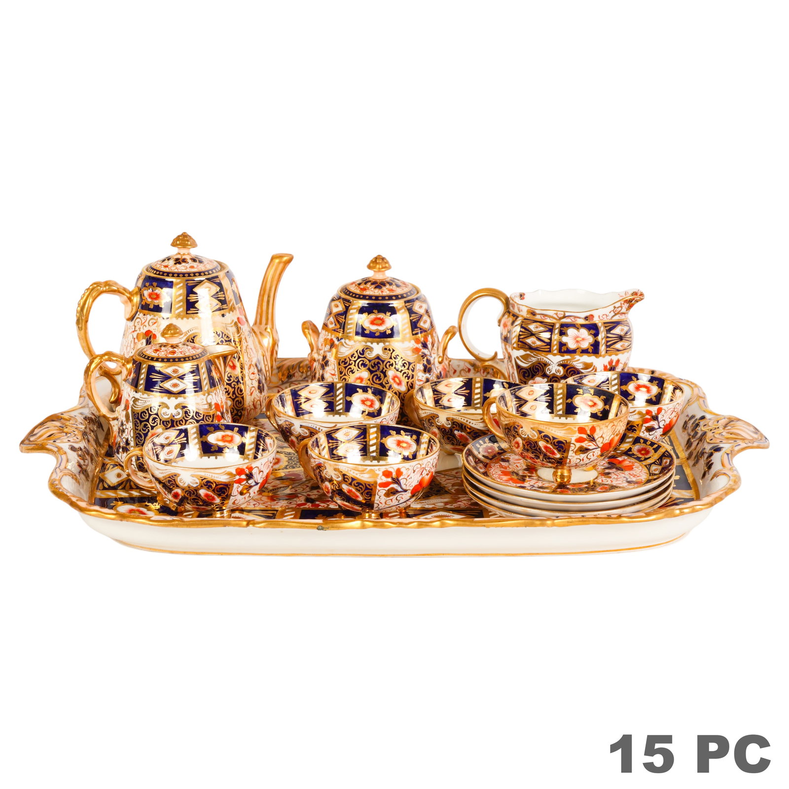 Antique English 15pc. Imari Porcelain Tea Service (1 of 7)