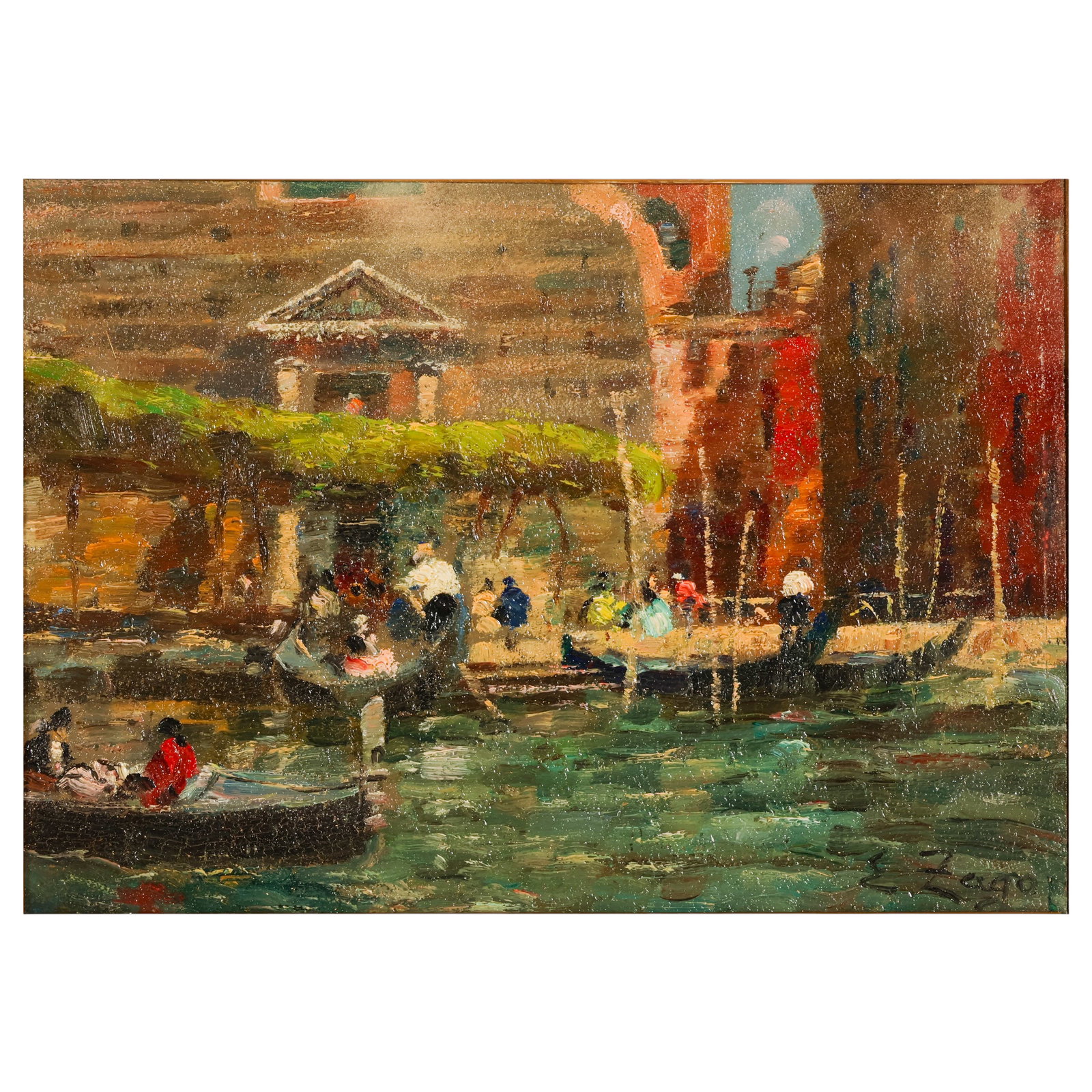 Erma Zago 1880-1942 Traghetto Canal Scene Painting (1 of 8)