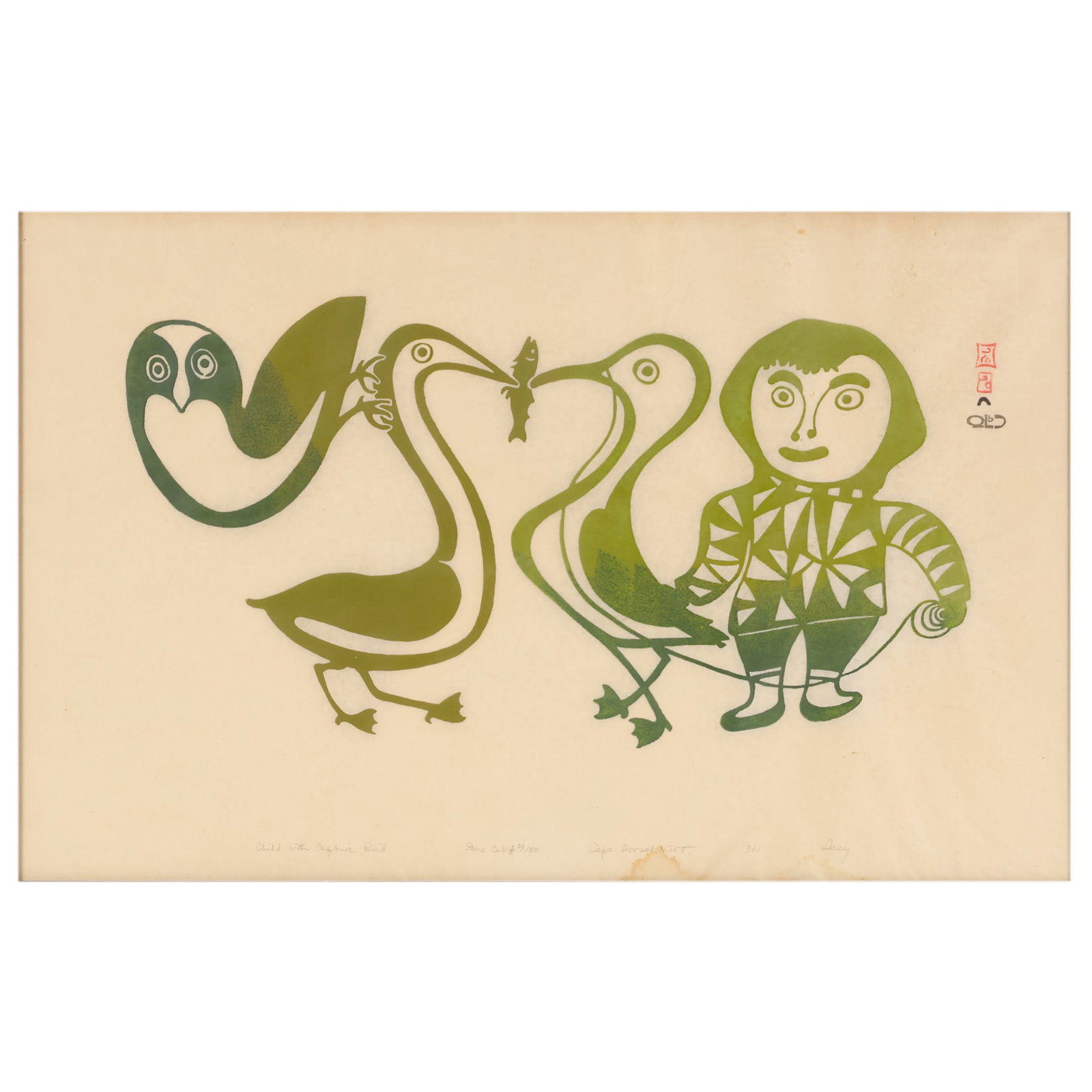 Lucy Qinnuayyak 1915-1982 Bird Inuit Print SIGNED (1 of 8)