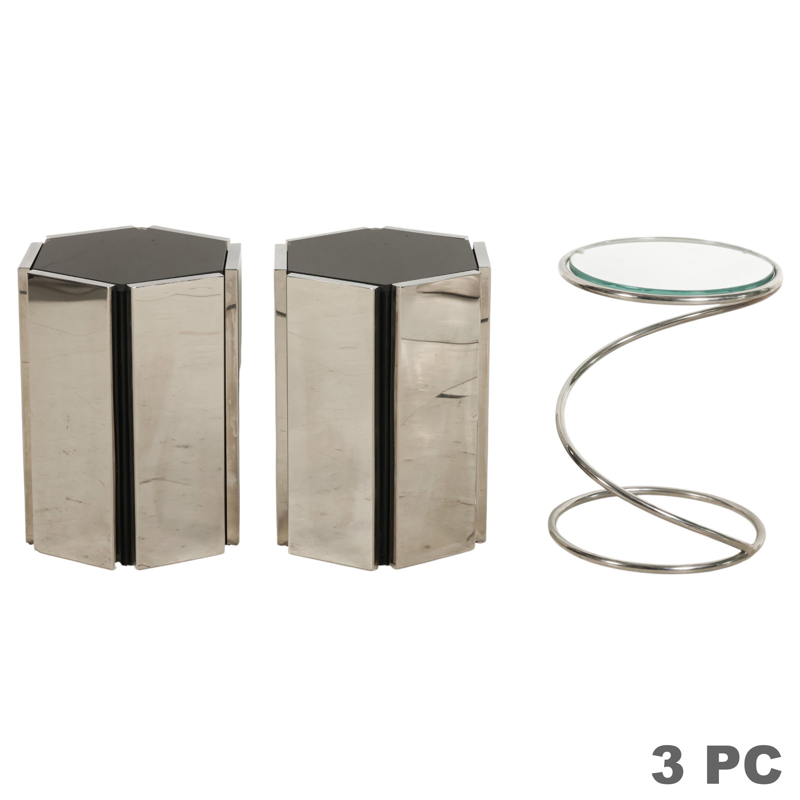 Three Modern Chrome & Glass Pace Collection Tables (1 of 6)