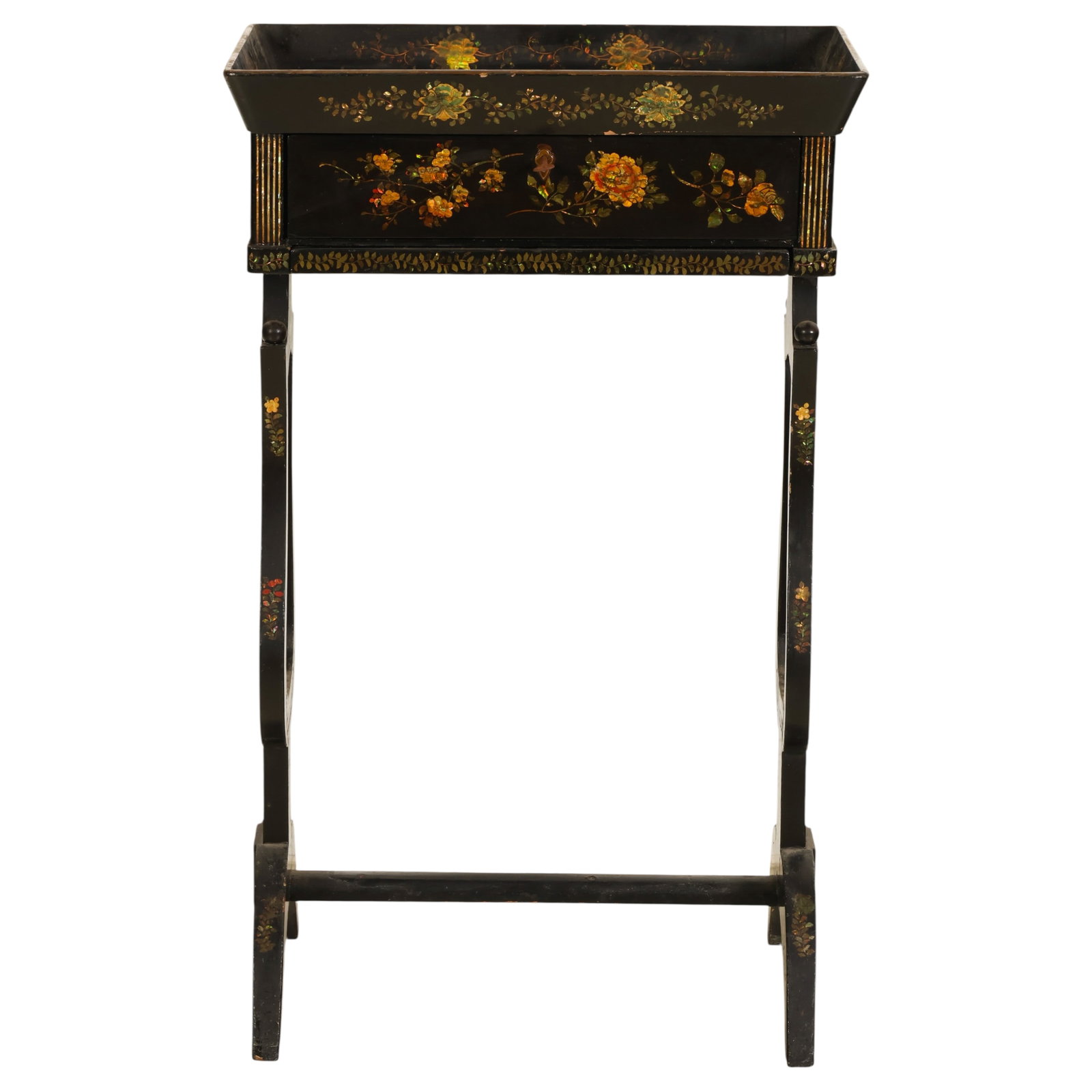 Chinoiserie Gilt and Black Lacquered Sewing Stand (1 of 7)