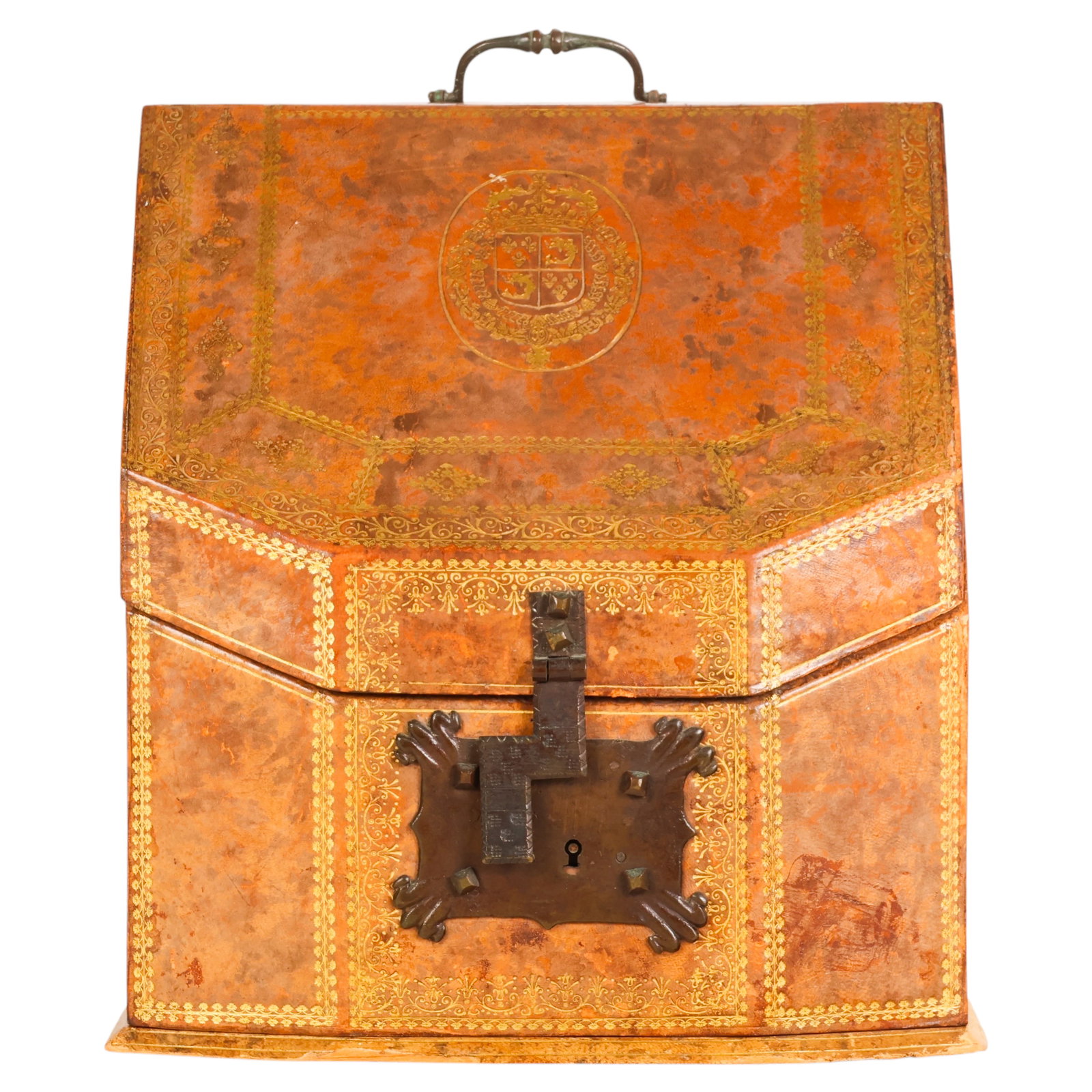 Antique Embossed Leather Traveling Stationery Box (1 of 6)