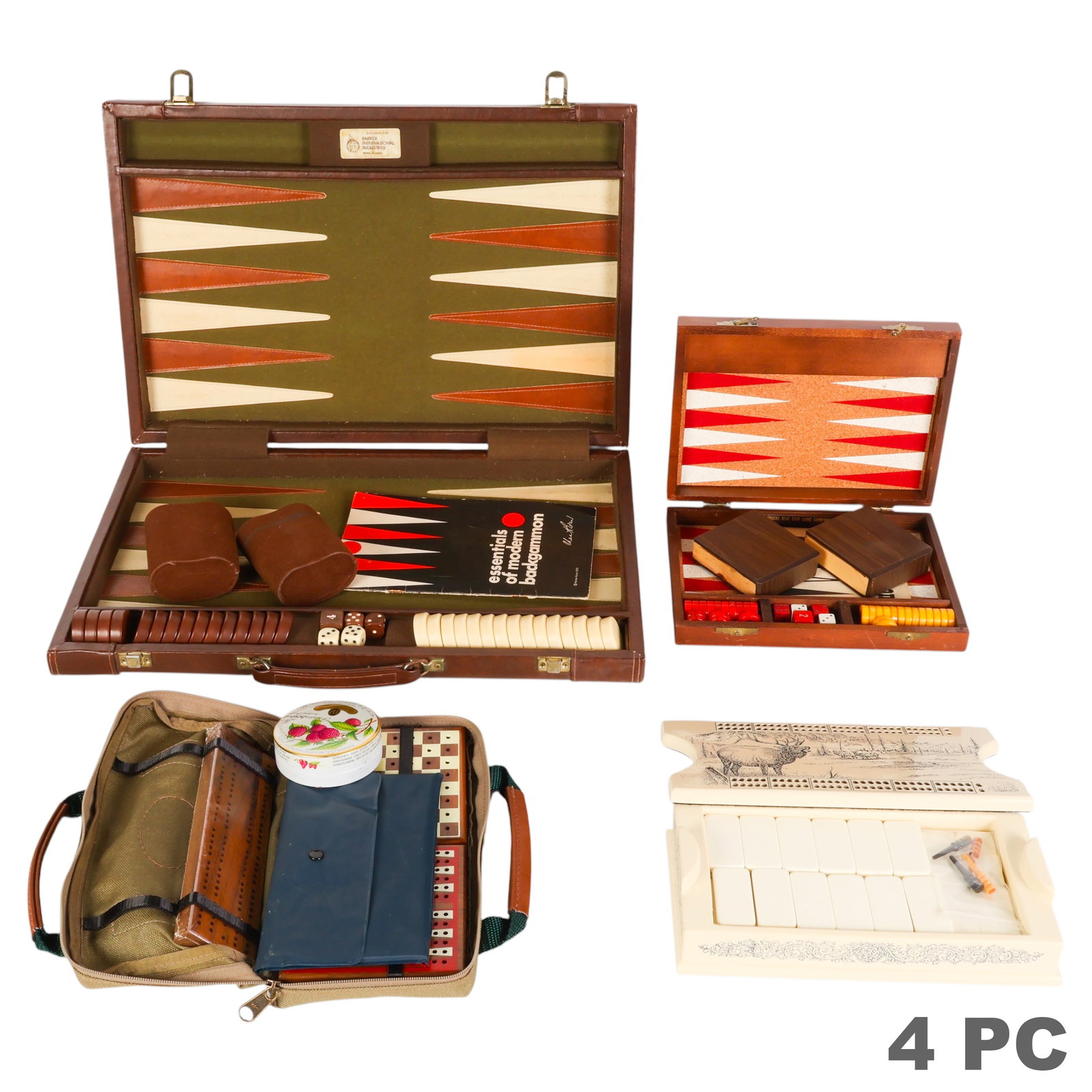 Vintage Backgammon Cribbage Travel Games 4pc LOT (1 of 7)