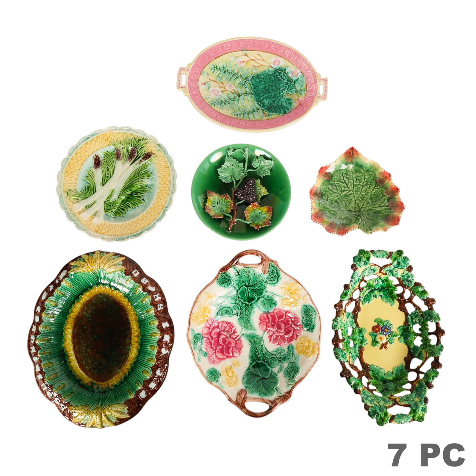 Vintage Majolica Dishes Platters and MORE 7pc. LOT (1 of 7)