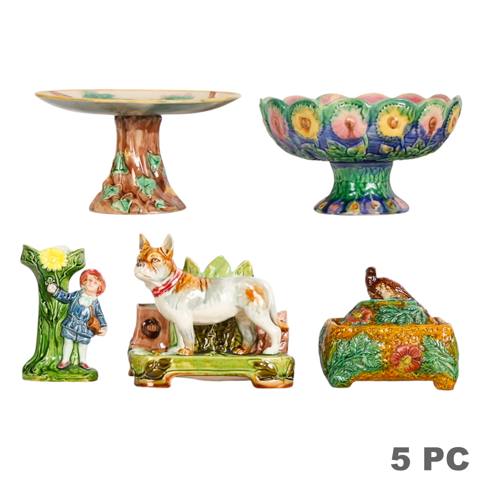 Majolica Vase Bowl Planter Compote & MORE 5pc LOT (1 of 6)