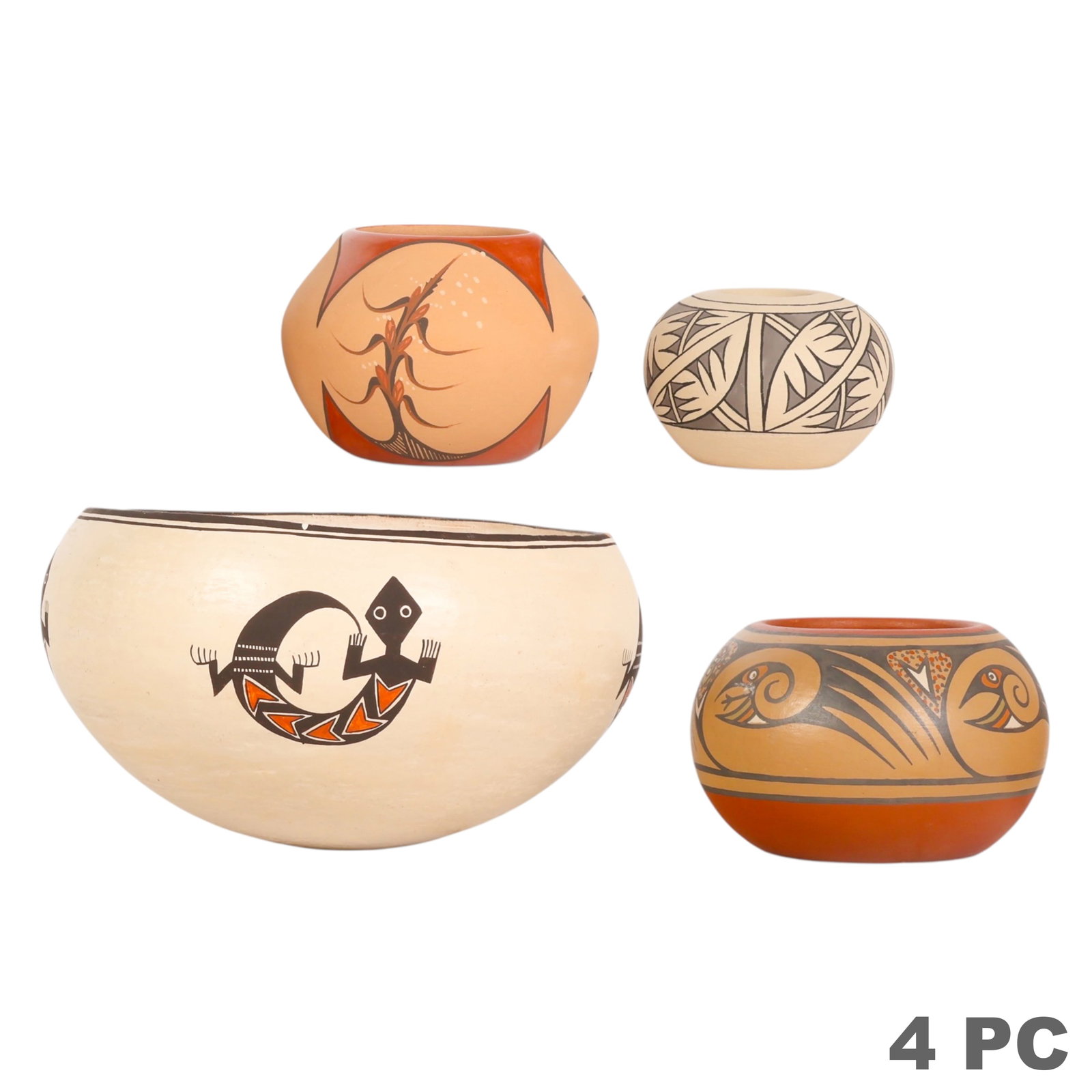Acoma Southwestern Native American Pots 4pc LOT (1 of 8)