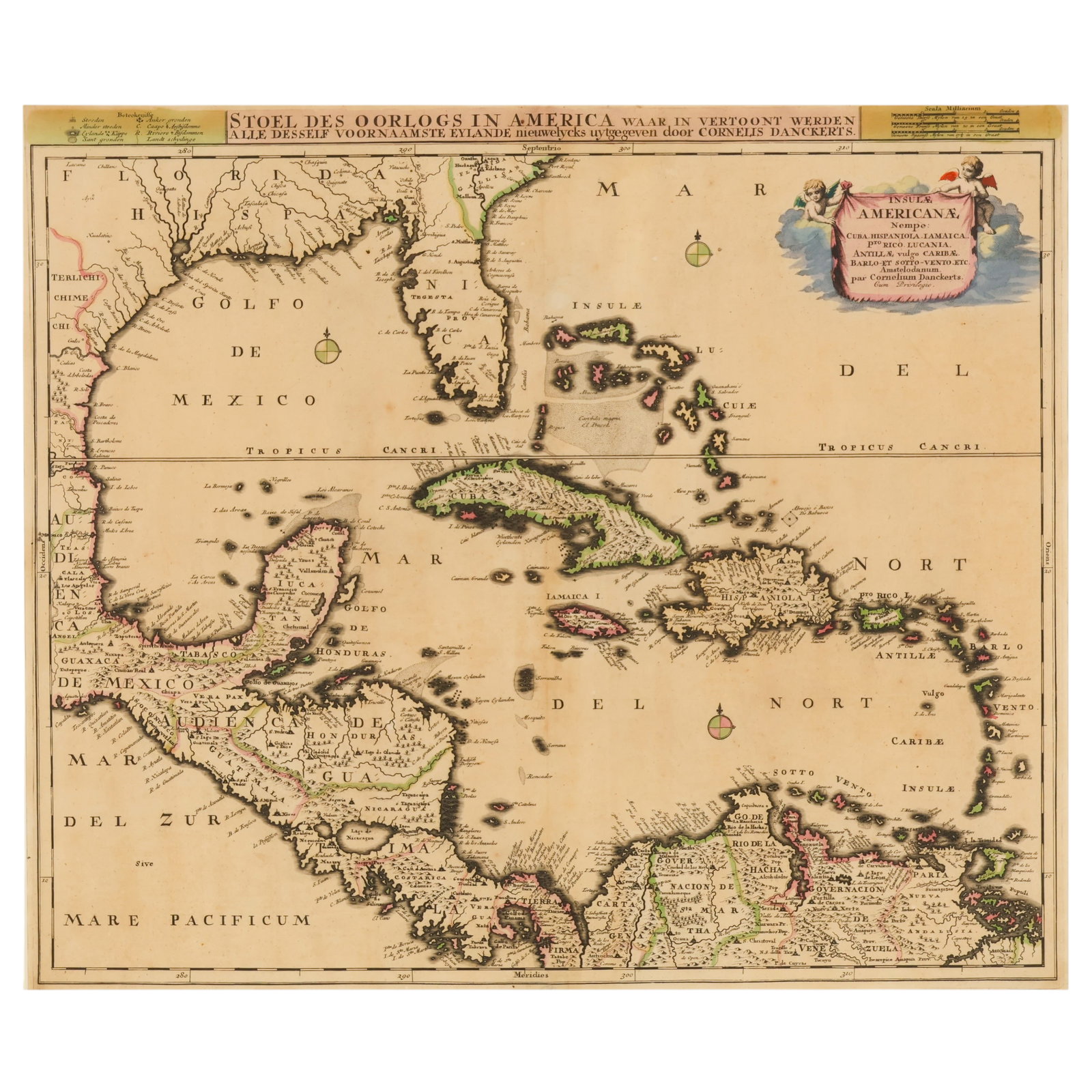 Antique Cornelius Danckerts Caribbean Florida Map (1 of 7)