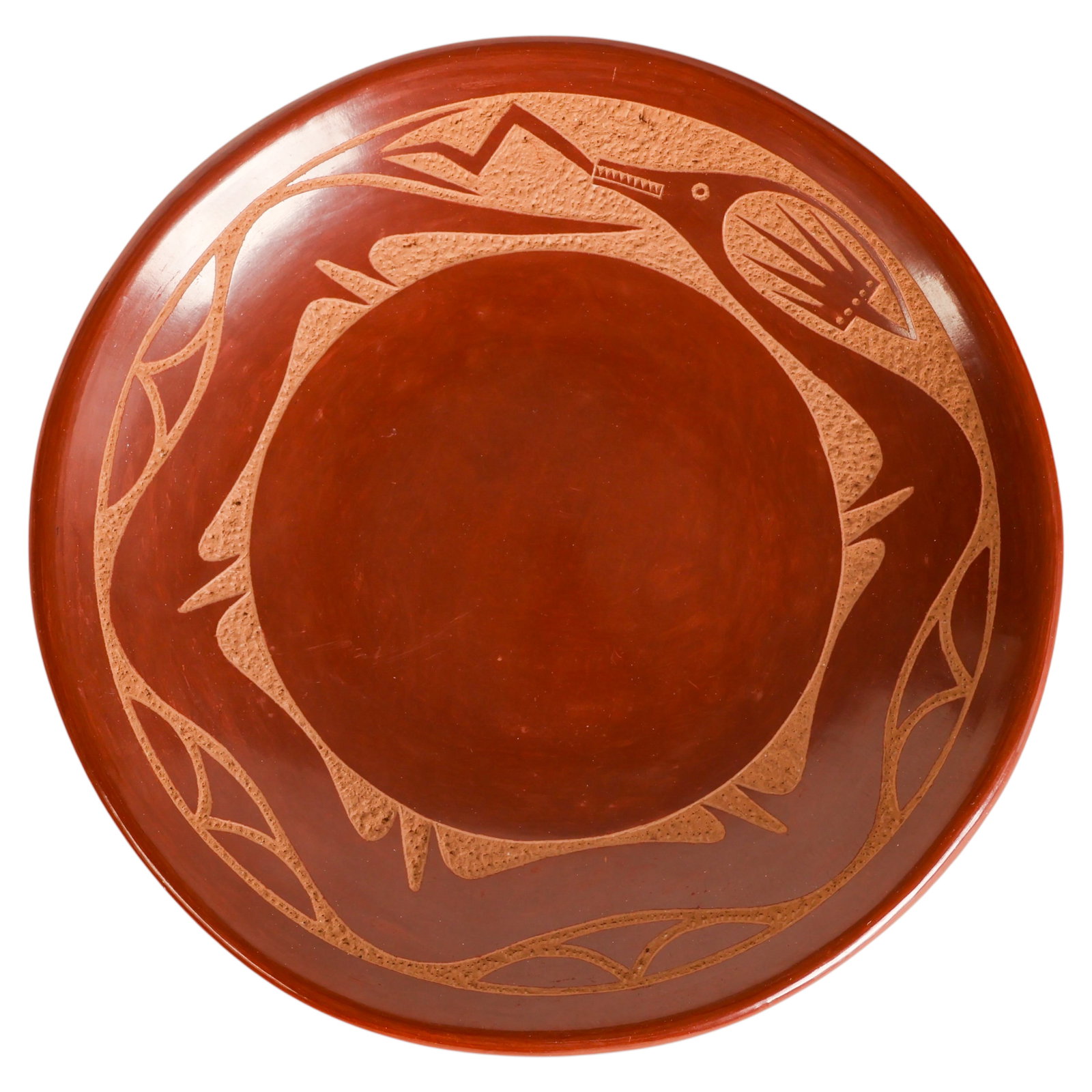 Tony Da 1940-2008 Carved Redware Pottery Plate (1 of 6)