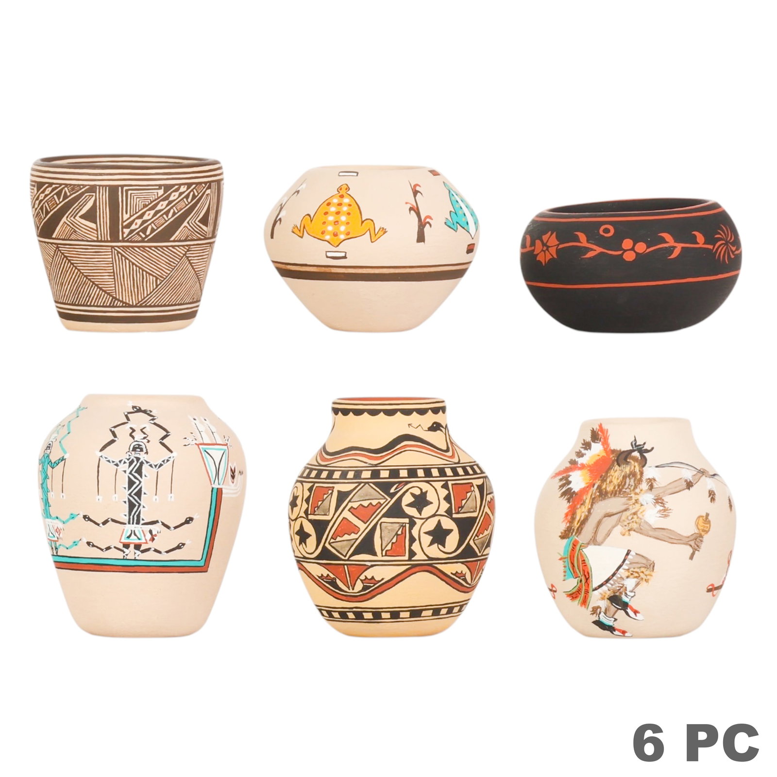 Niadi Wildflower Chemehevi 20C Pottery Vessel LOT (1 of 6)