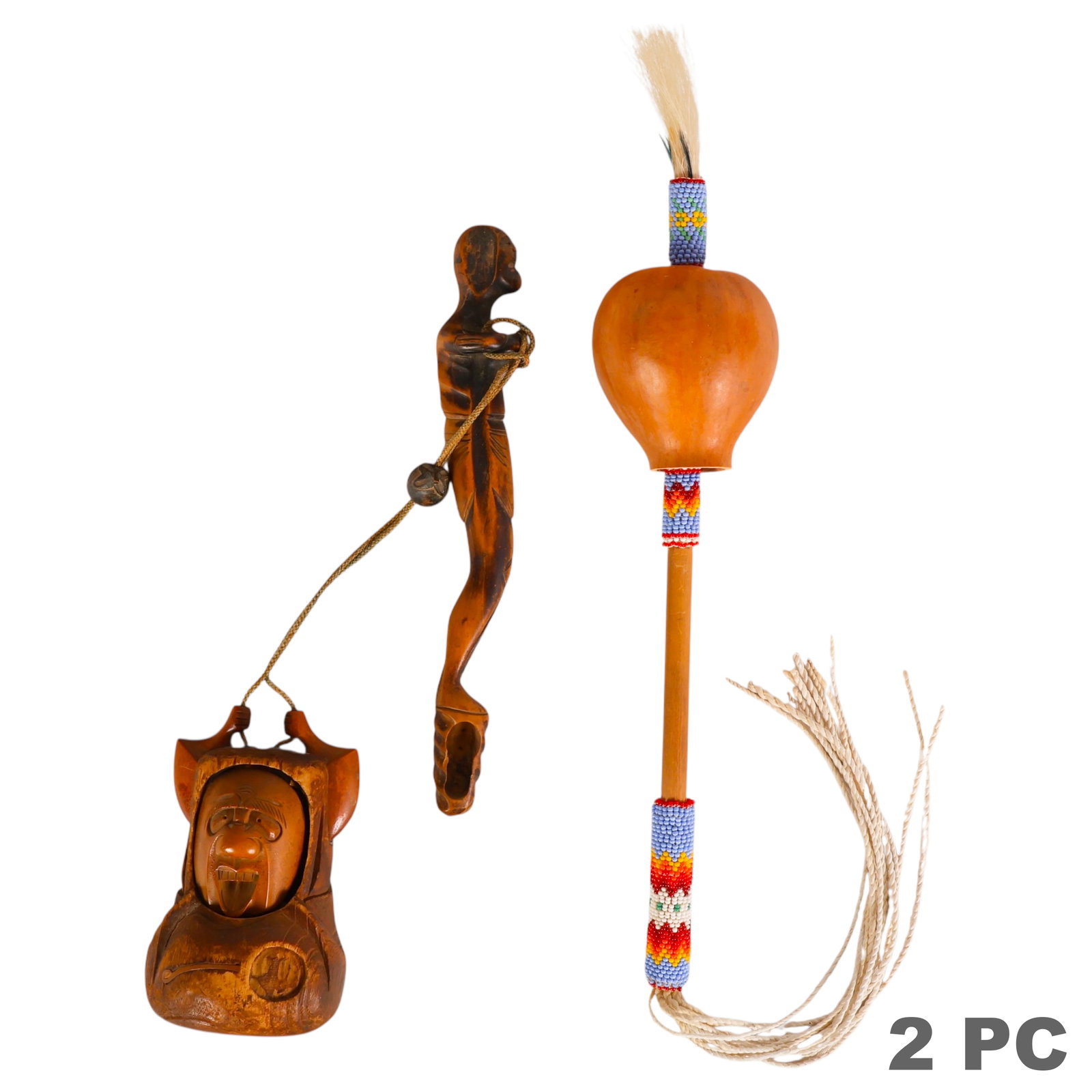 Native American Rattle & Japanese Tobacco Case LOT (1 of 6)