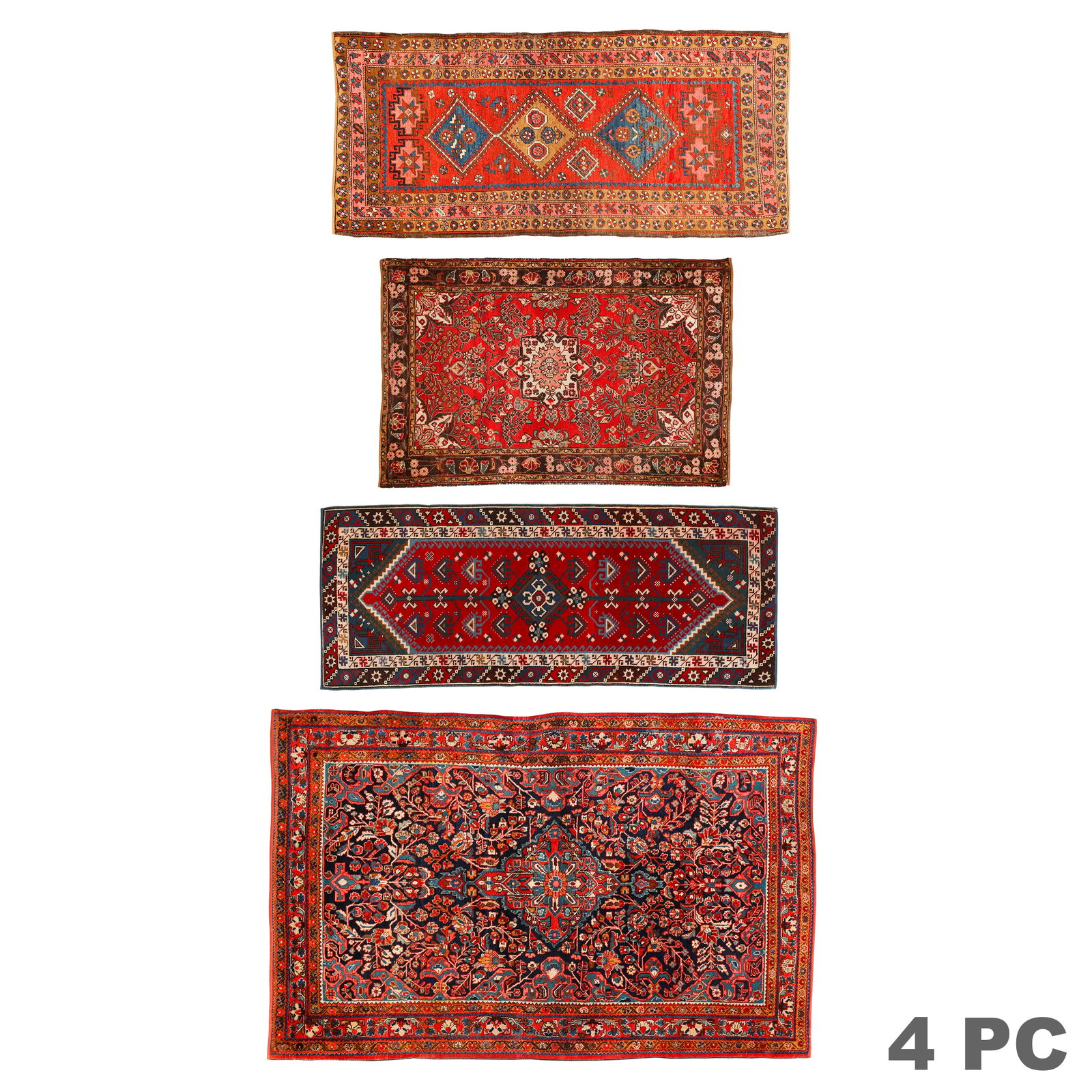 Antique Oriental Persian Runners & Carpets 4pc LOT (1 of 10)