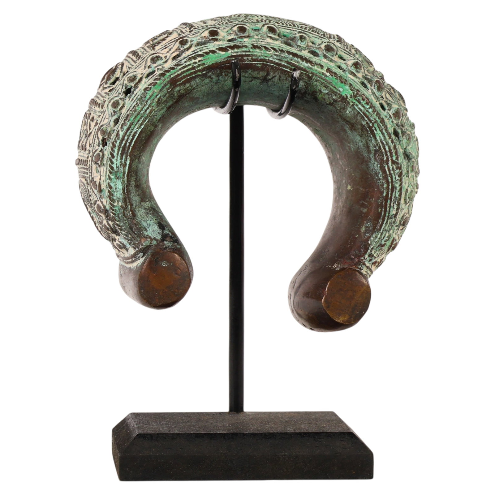 African Cast Bronze Cuff Bracelet on Display Stand (1 of 6)
