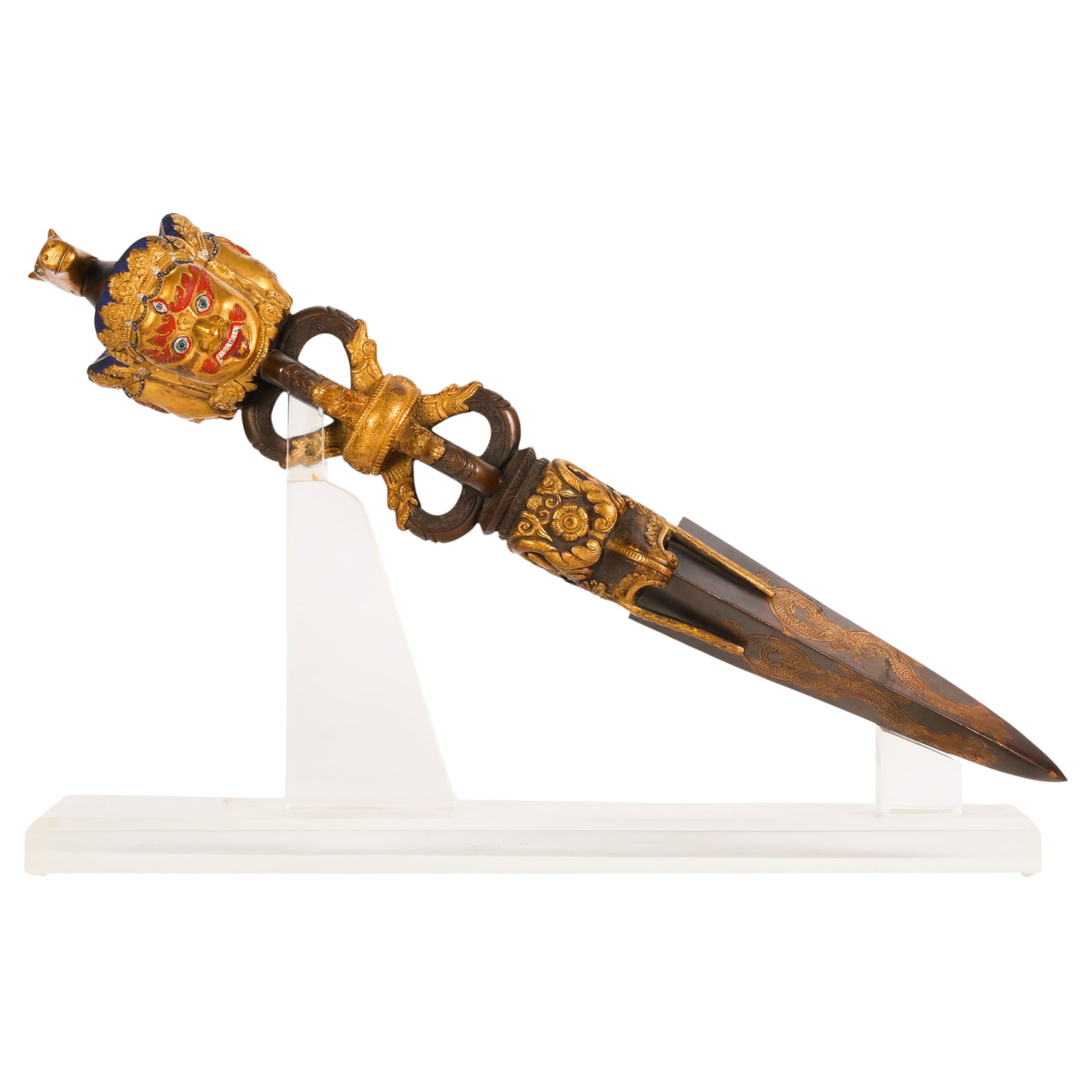 Tibetan Nepalese Bronze Phurba Ceremonial Dagger (1 of 6)