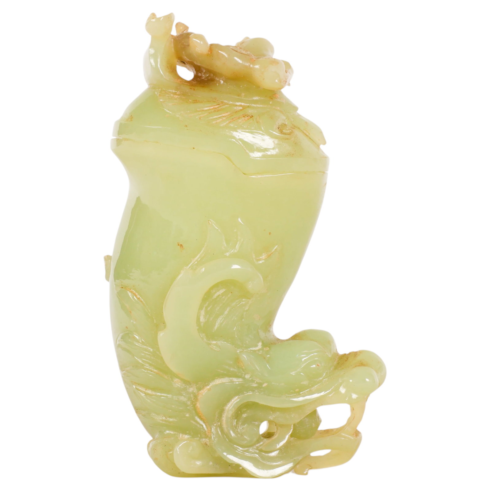 Chinese Jade Green Hardstone Carved Covered Coupe (1 of 7)