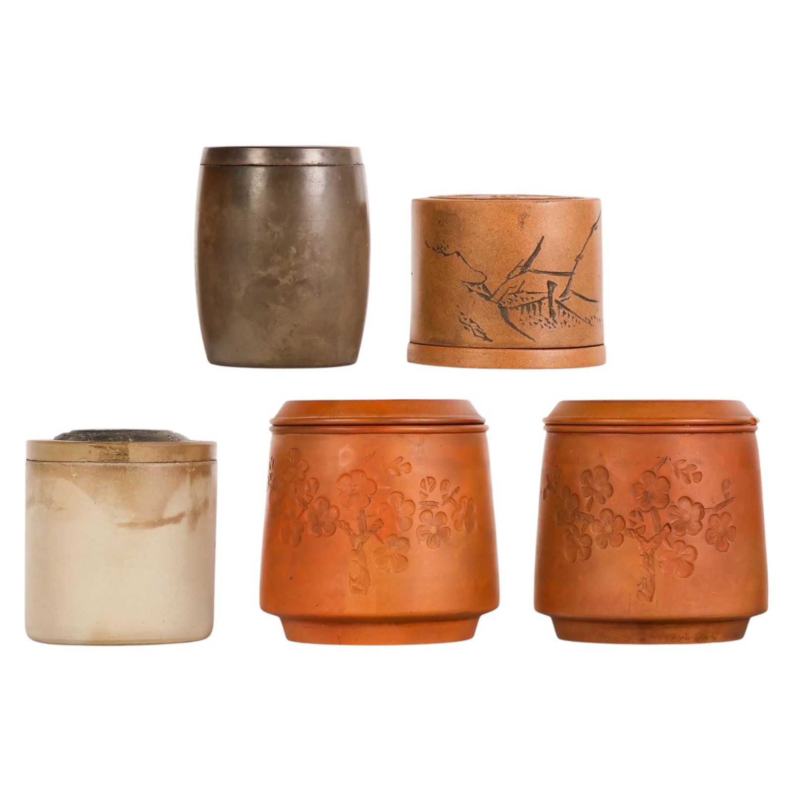 Chinese Pottery Tea and Incense Containers 5pc LOT (1 of 6)