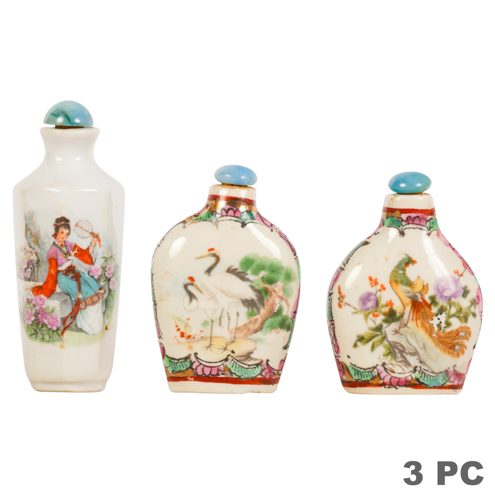 Chinese Enameled Porcelain Snuff Bottles 3pc. LOT (1 of 4)