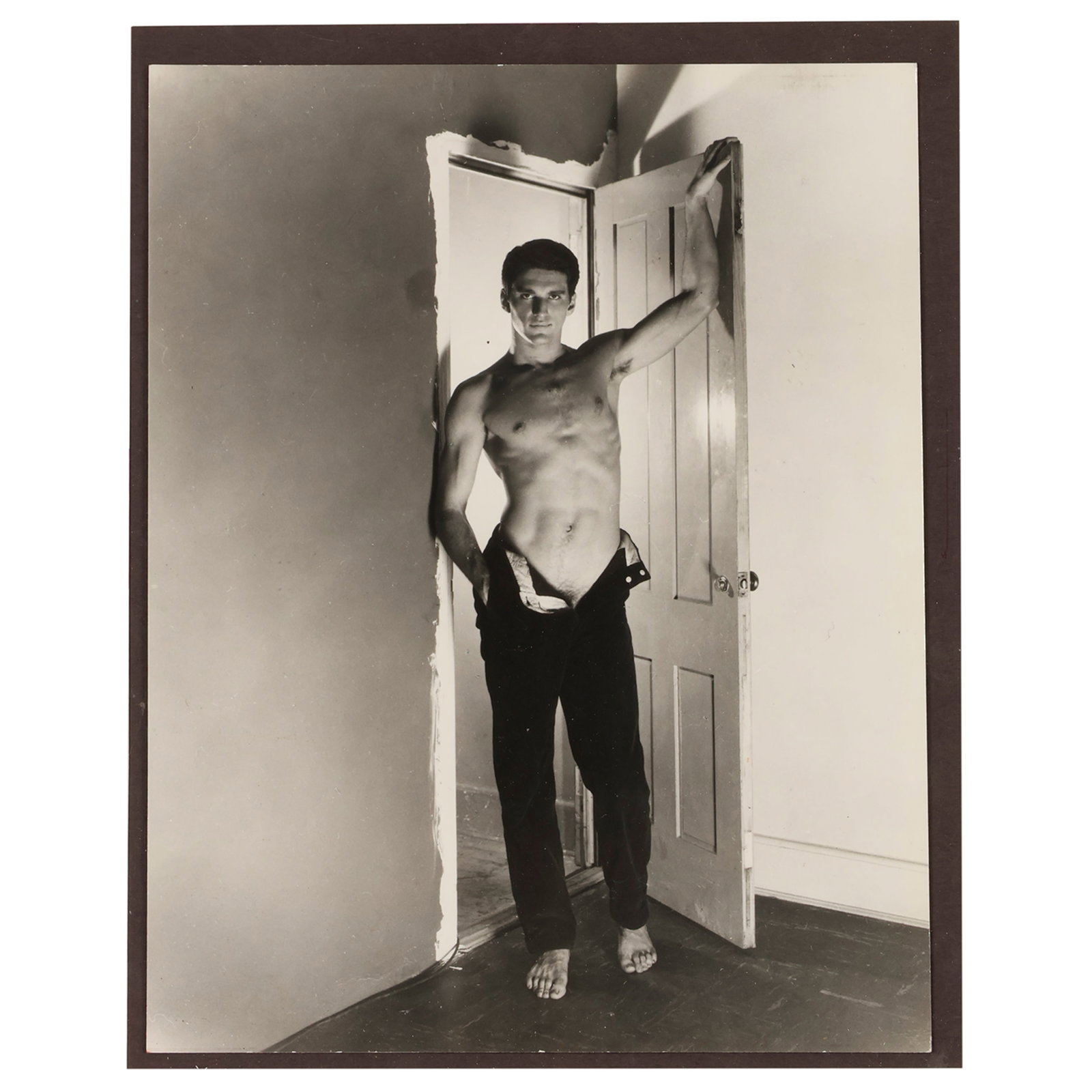 George Platt Lynes 1907-1955 Jack Fontan Photo: George Platt Lynes (American, 1907-1955), Jack Fontan in Doorway, gelatin silver photograph depicting the shirtless male model Jack Fontan standing in a doorway. Presented under glass in a black frame