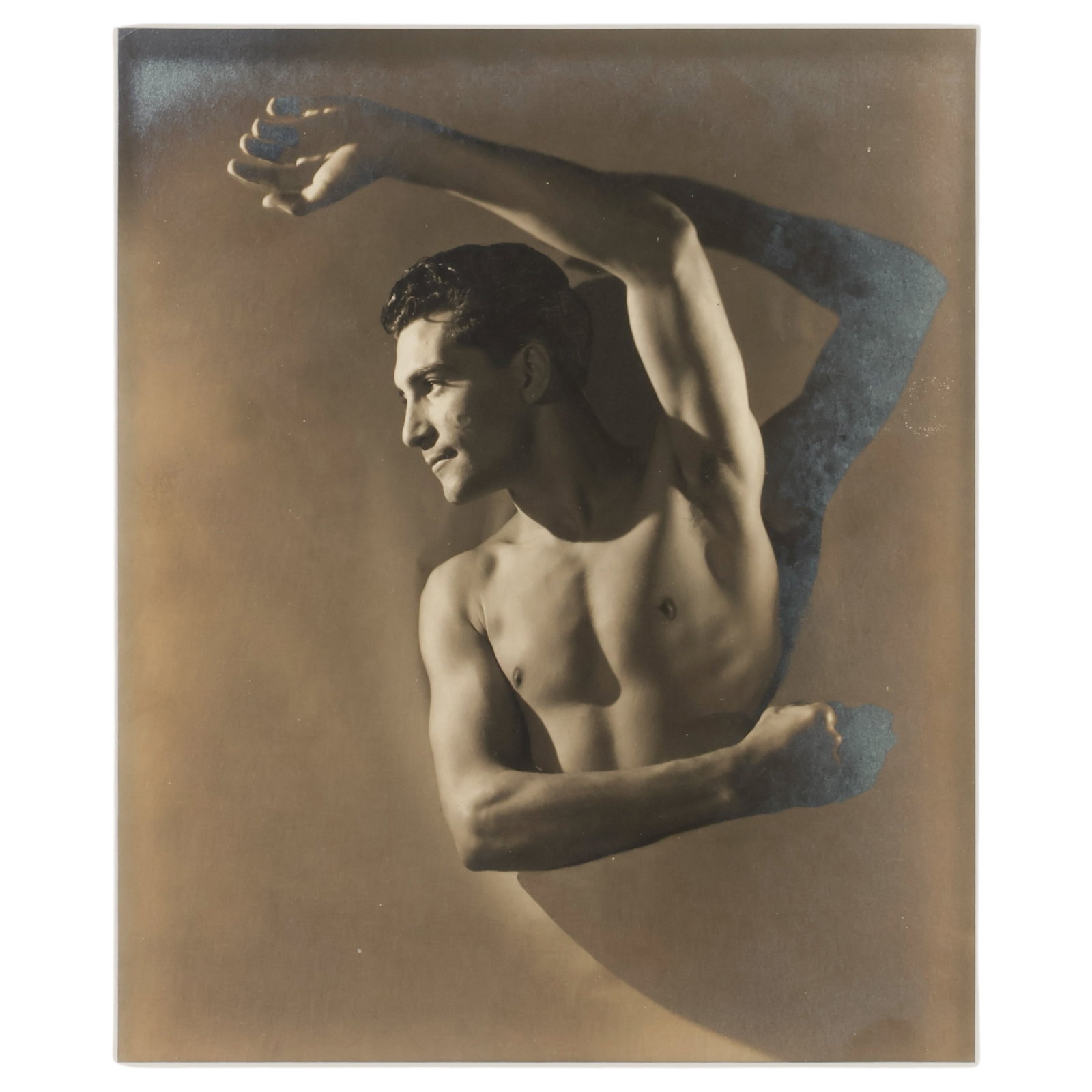 George Lynes 1907-1955 Marcel Khill Gelatin Photo: George Platt Lynes (American, 1907-1955), Marcel Khill (1936), gelatin silver photograph depicting the male model Marcel Khill, a subject associated with Jean Cocteau. Presented under glass with matti