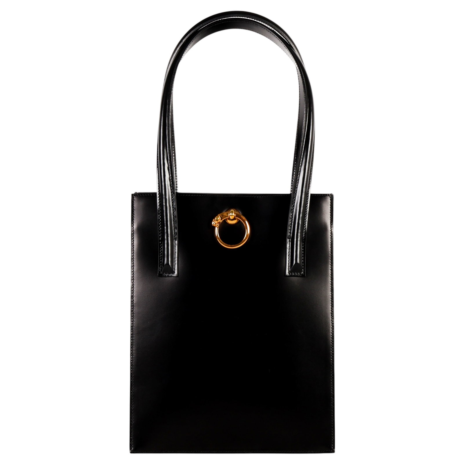 Cartier Luxury Panthere Black Leather Tote Handbag (1 of 6)