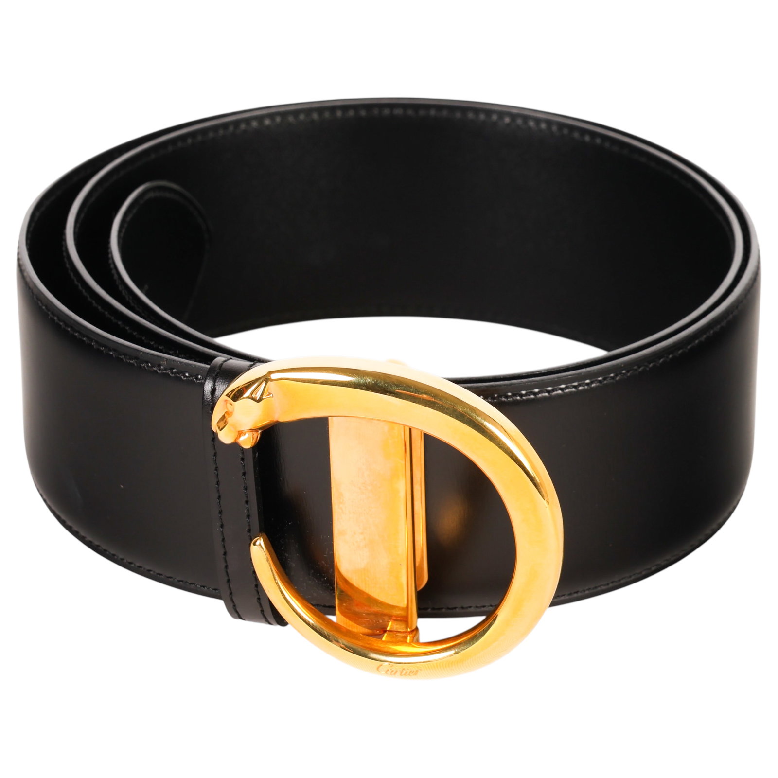 Cartier Luxury Panthere Buckle Black Leather Belt (1 of 6)