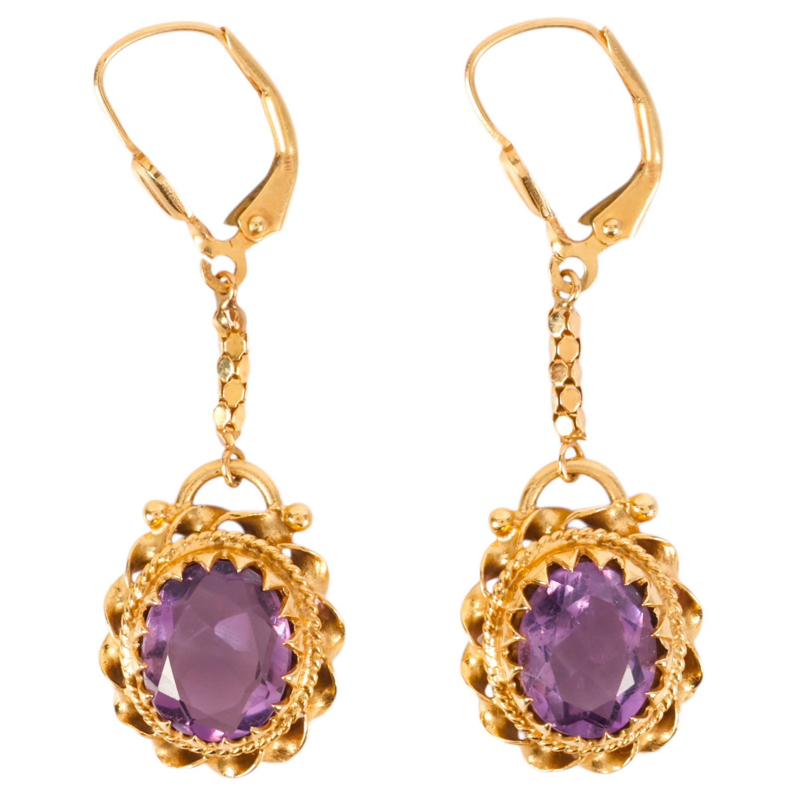 14k Gold Victorian Style Amethyst Drop Earrings (1 of 6)