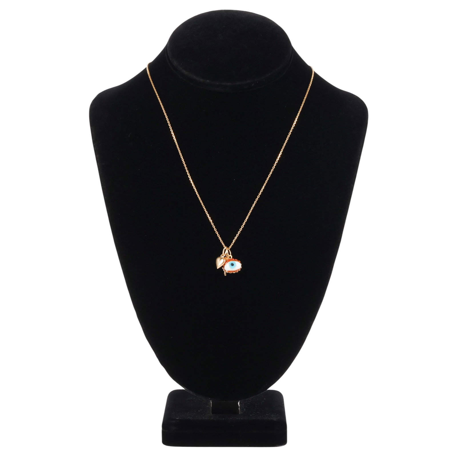 18k Gold Heart Key & Evil Eye Multi-Charm Necklace (1 of 6)